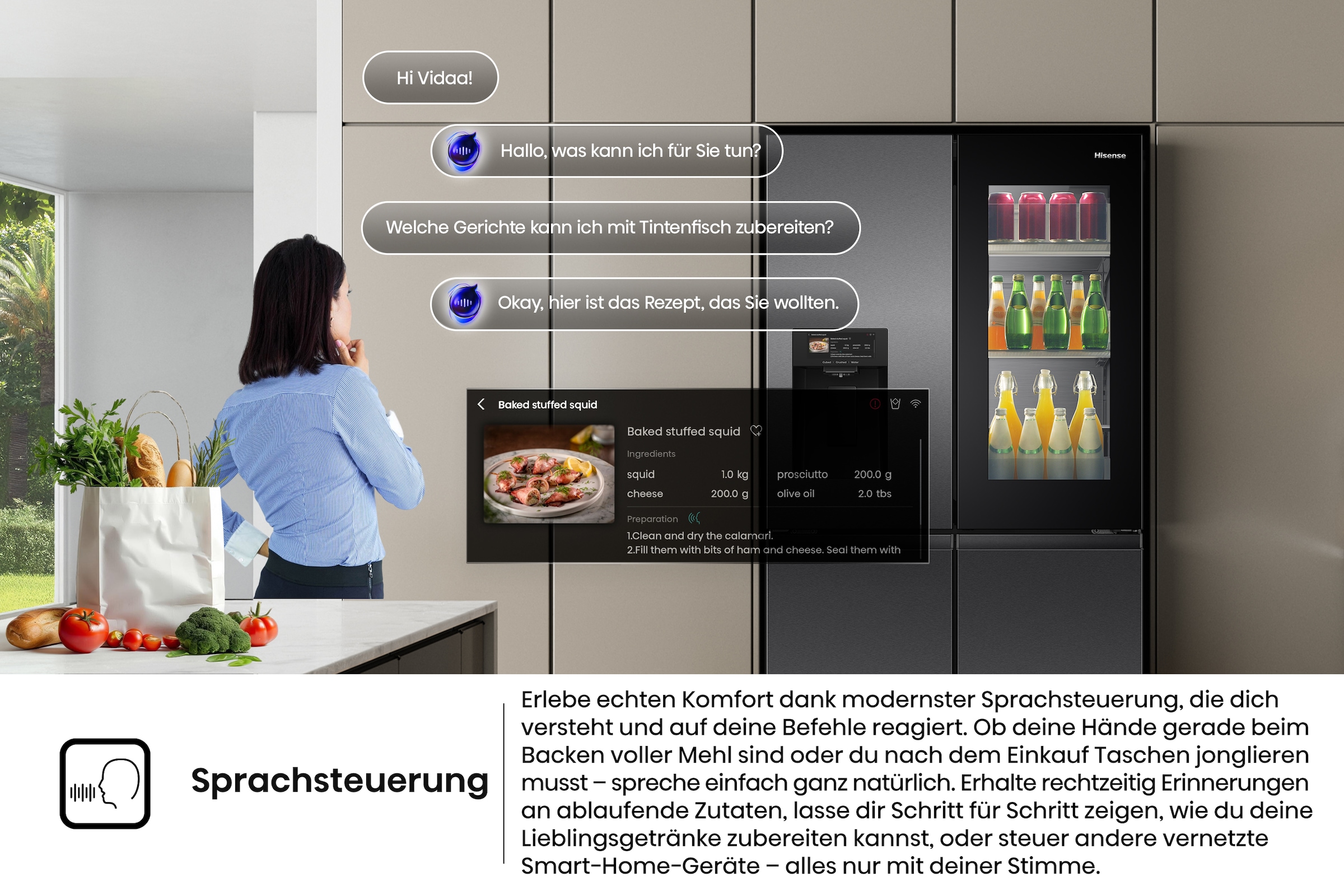 Hisense Multi Door »RQ600P7SKE« 179 cm hoch 91,4 cm breit PureViewDoor - immer sehen was im Kühlschrank ist