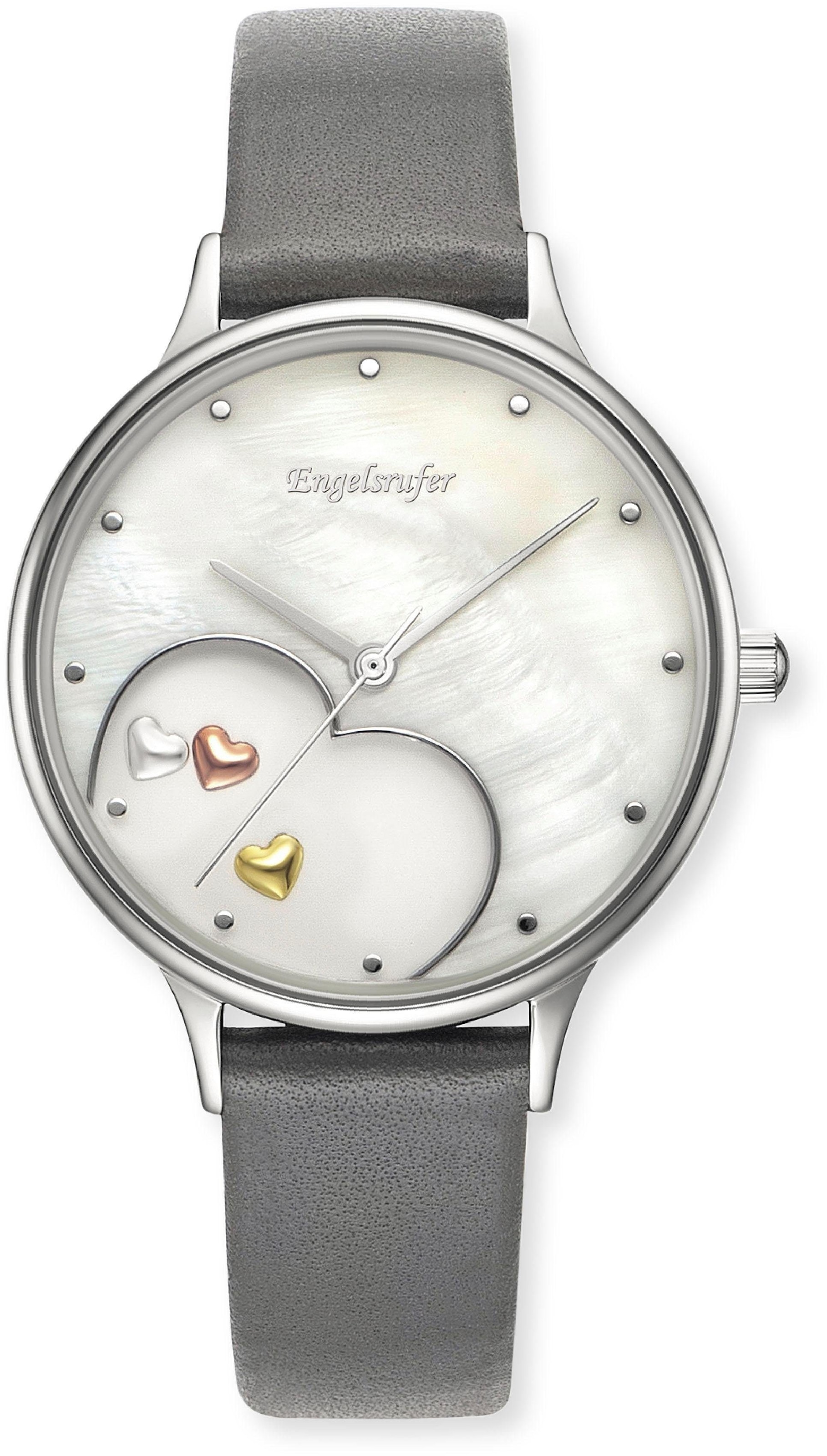 Engelsrufer Quarzuhr »Happy Heart« Armbanduhr, Damenuhr, Lederarmband, analog
