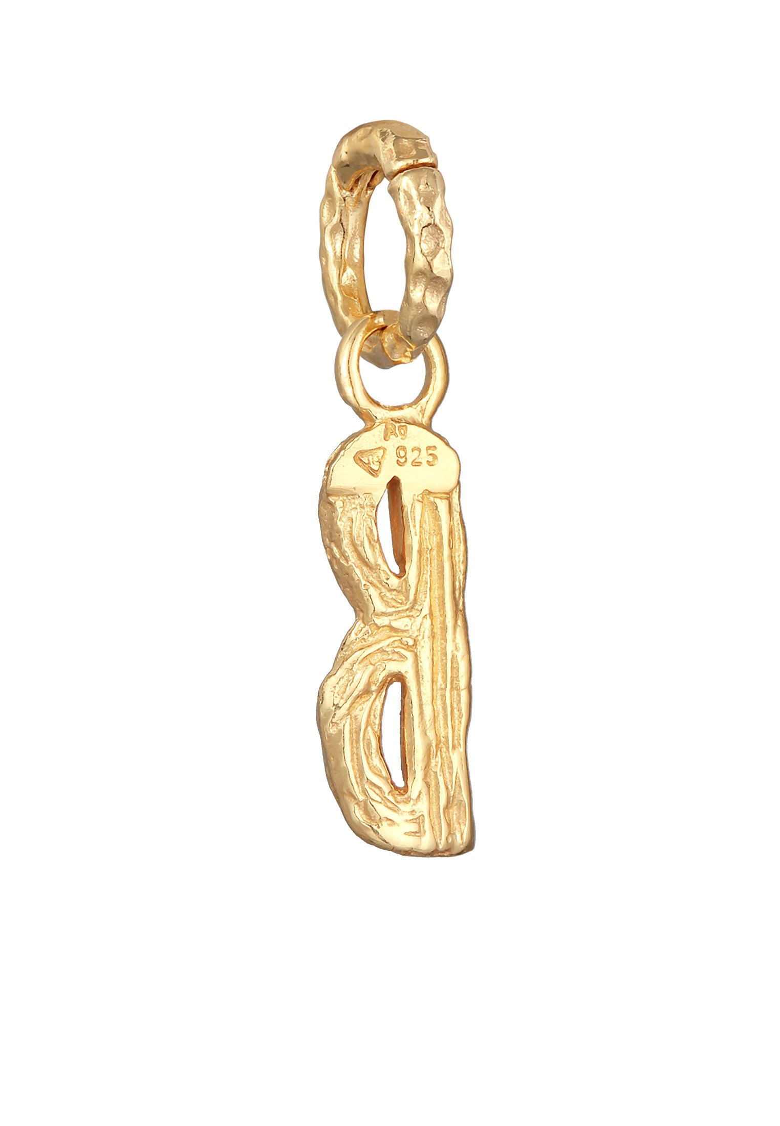 Elli Medallionanhänger »Anhänger Buchstabe B Organic Look 925 Silber vergoldet«