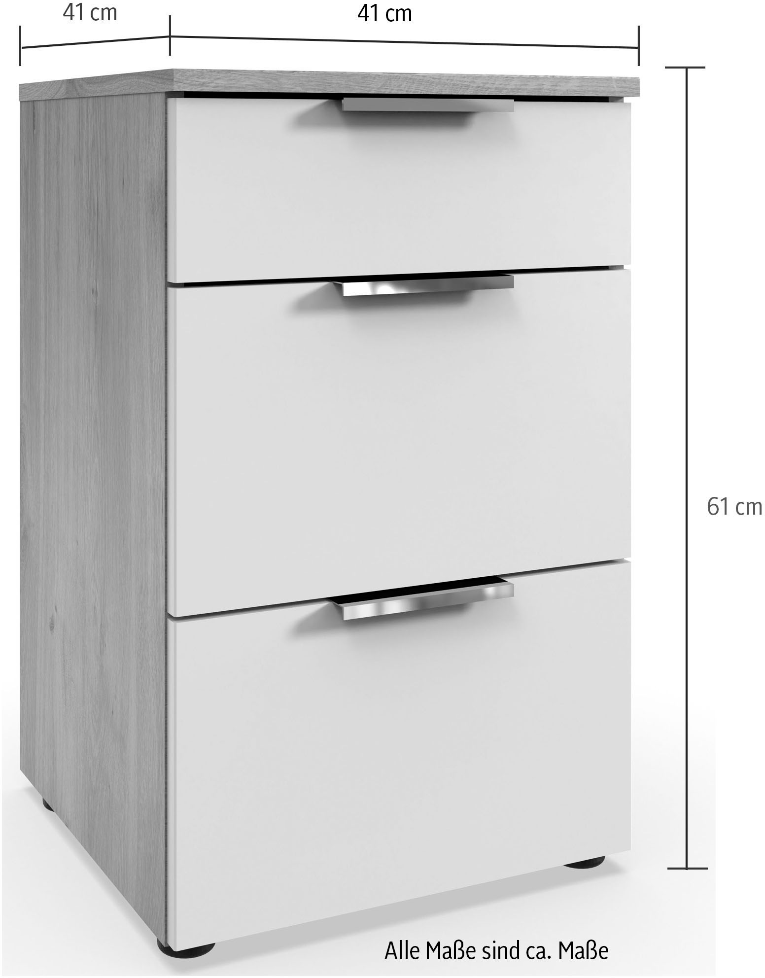 Wimex Nachtkommode »Level by fresh to go«, 3 Schubladen mit soft-close Funktion, 41cm breit, 61cm hoch