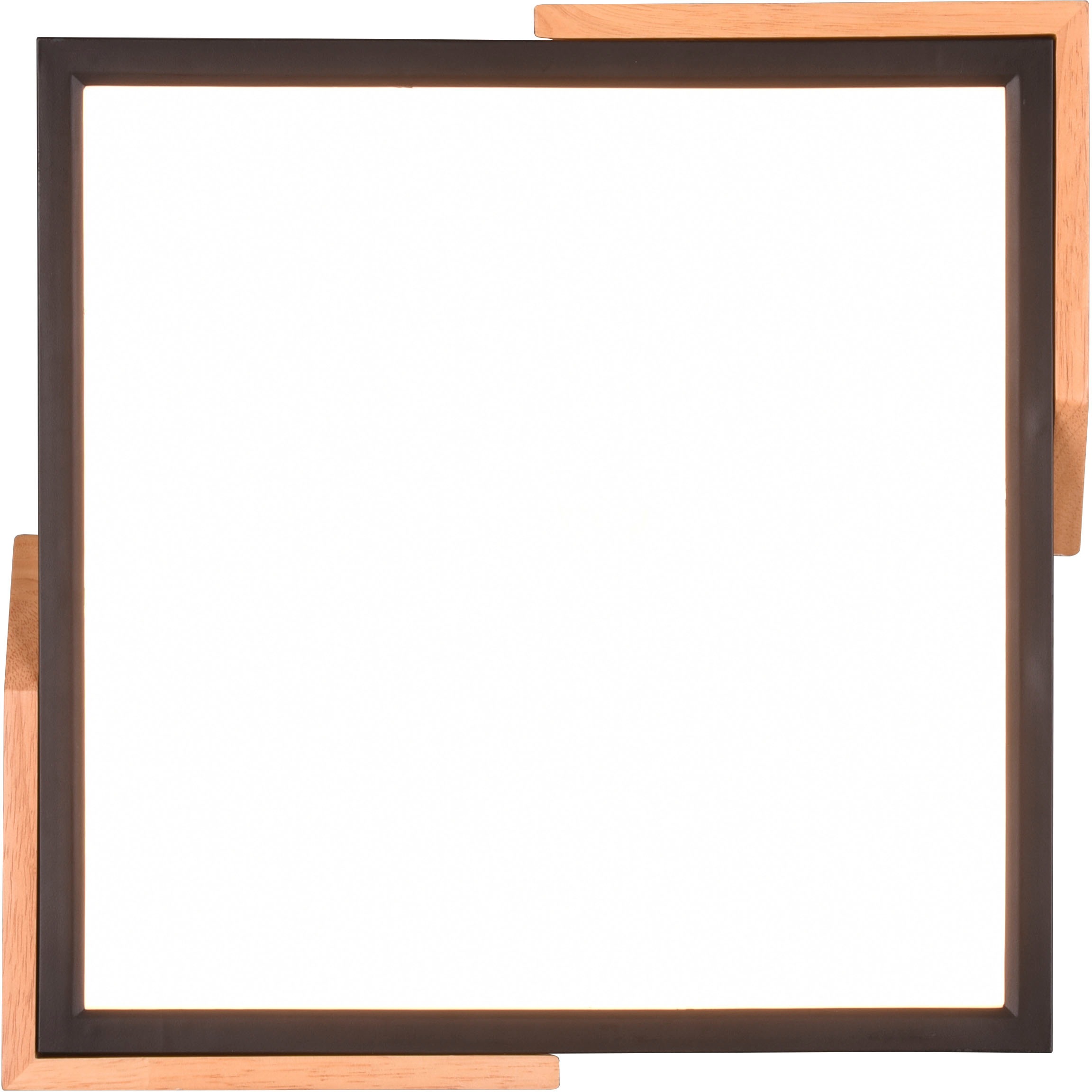 REALITY Leuchten LED Deckenleuchte »Meta« LED-Board 1 Stk. Warmweiß Deckenlampe Holzschirm 31x31cm, 20W/2400Lumen, warmweiß 3000K, dimmbar