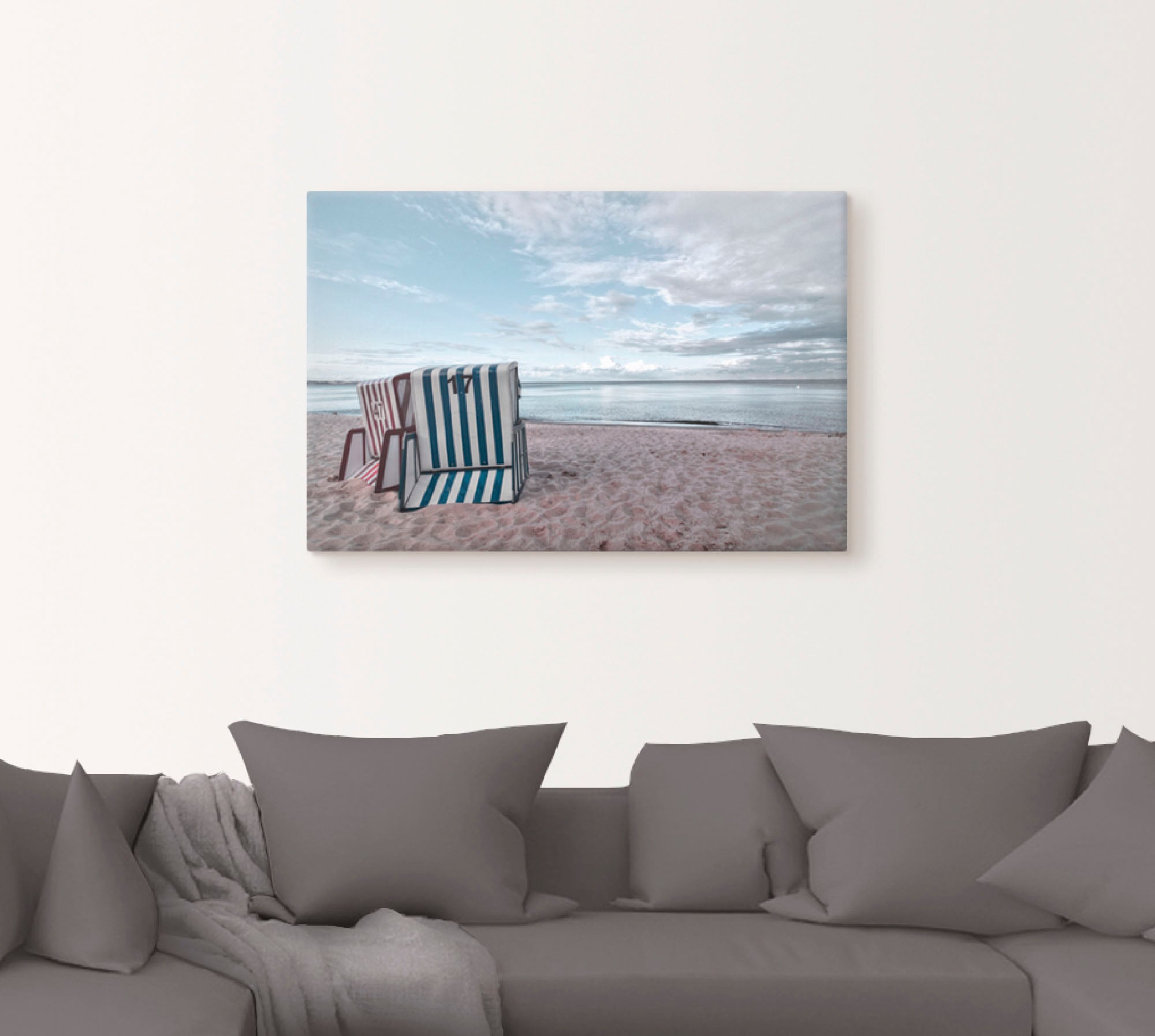 Artland Wandbild »Einsame Strandkörbe am Ostseestrand«, Strand, (1 St.), als Leinwandbild, Poster in verschied. Größen
