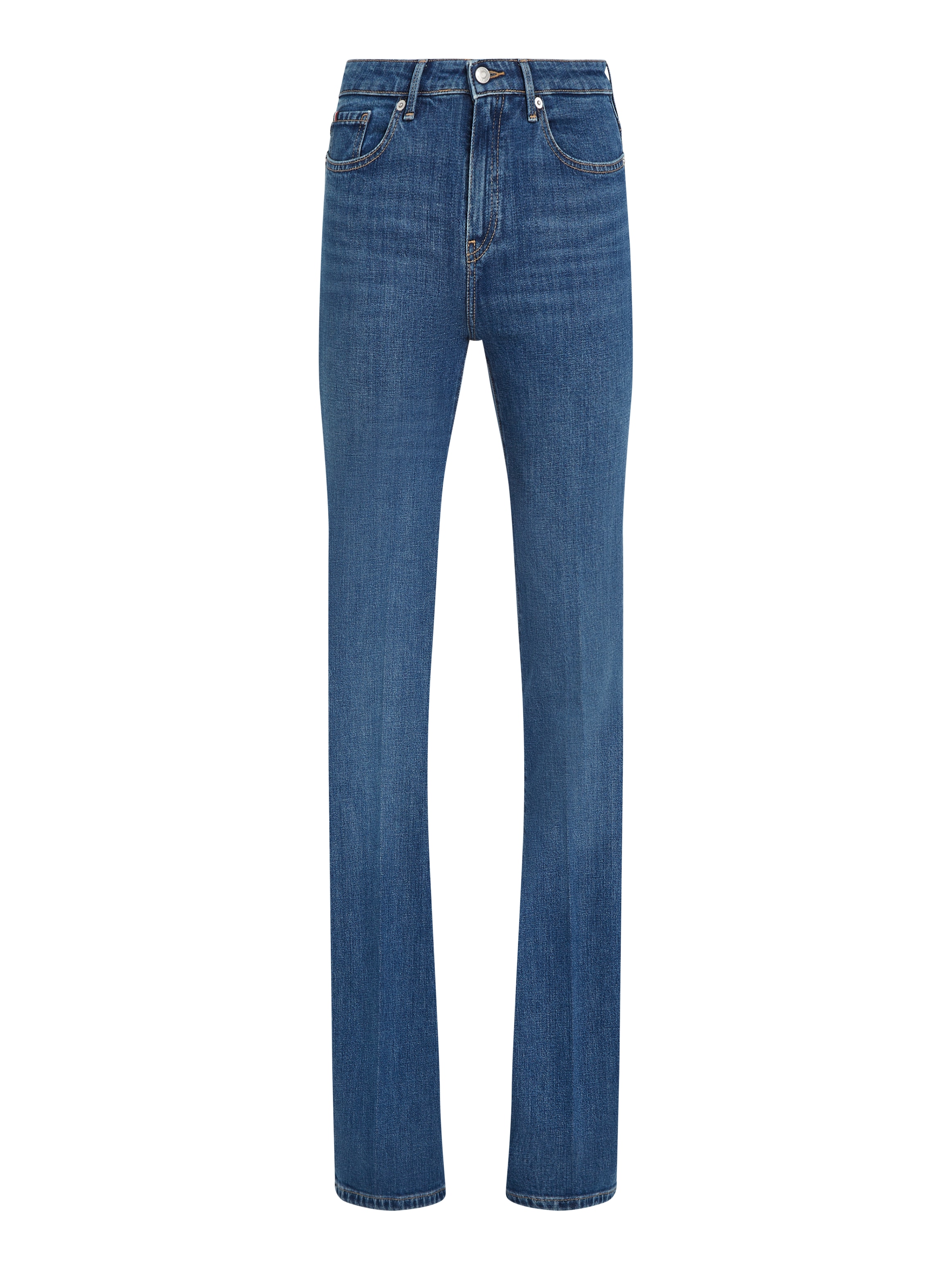 Tommy Hilfiger Bootcut-Jeans »Bootcut Regular Waist«, mittlere normale Leibhöhe, mit Bügelfalten, mit Nieten