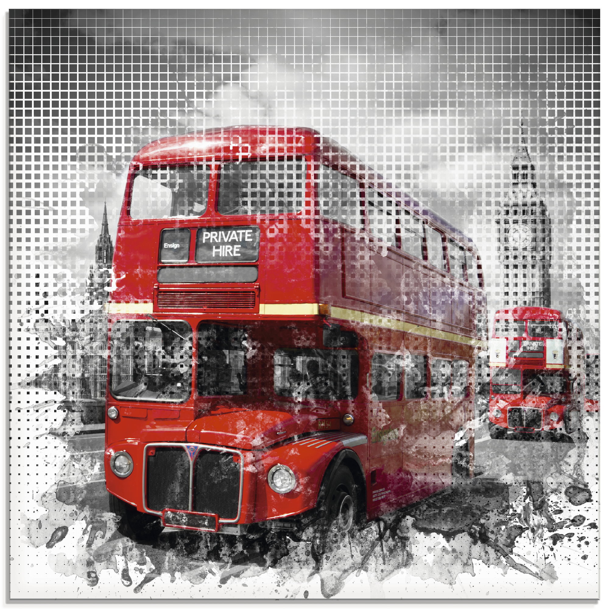 Artland Glasbild »London Westminster Rote Busse«, Auto, (1 St.)