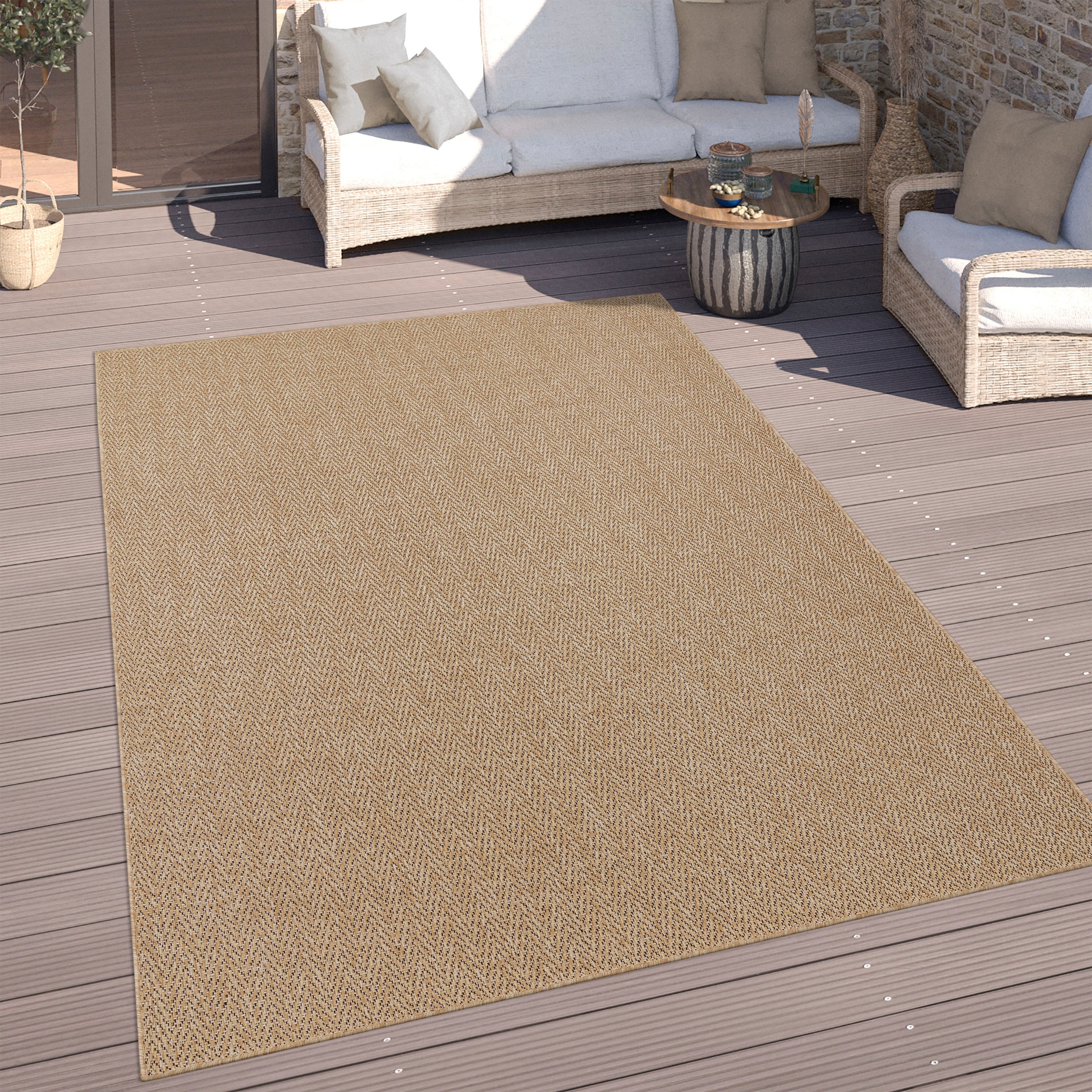 Paco Home Teppich »Luca 421« rechteckig 4 mm Höhe Flachgewebe, meliert, geometrisch, In- und Outdoor geeignet
