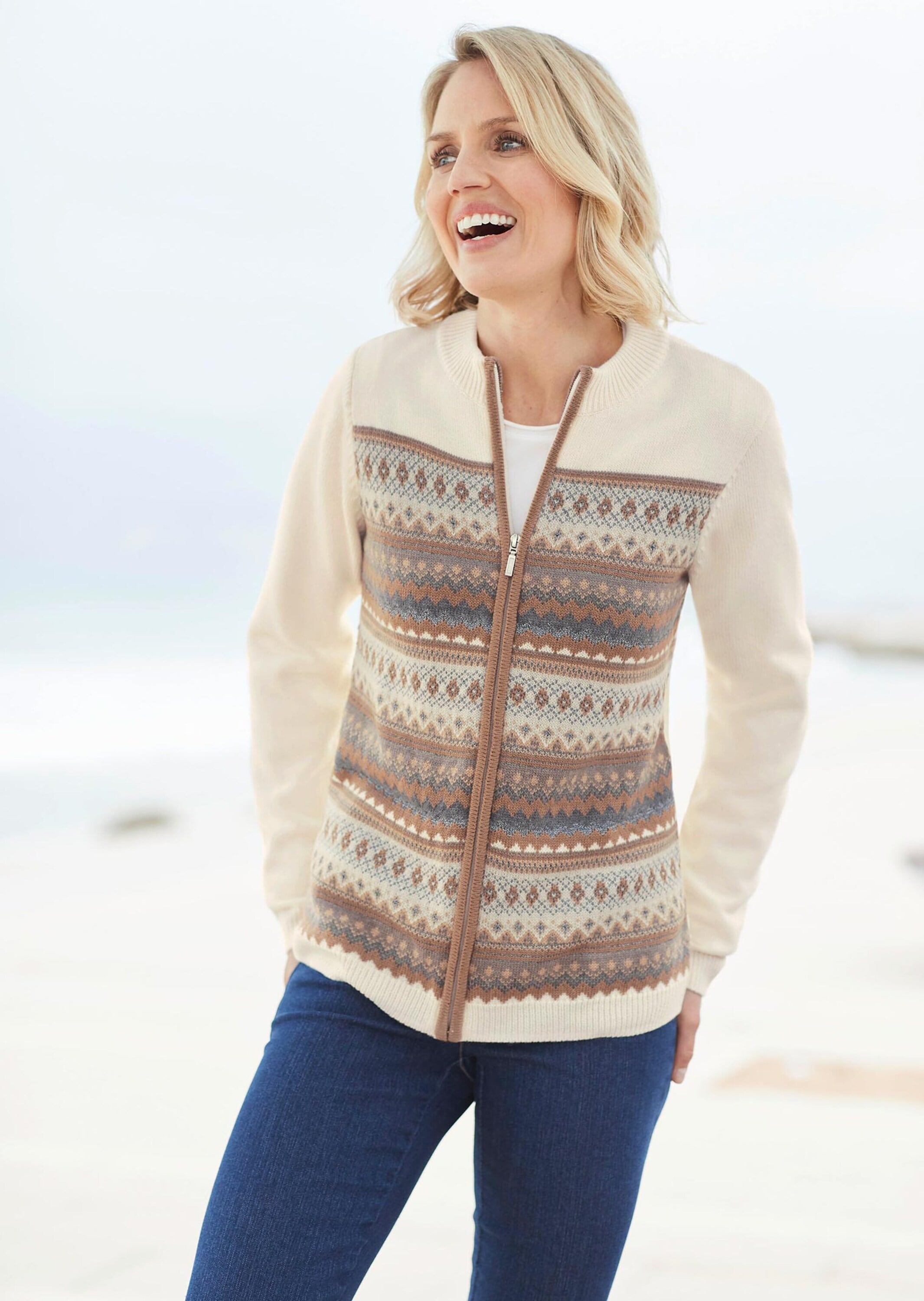 GOLDNER Strickjacke »Kurzgröße Kurzgröße - Norwegerstrickjacke mit wärmender Schurwolle«
