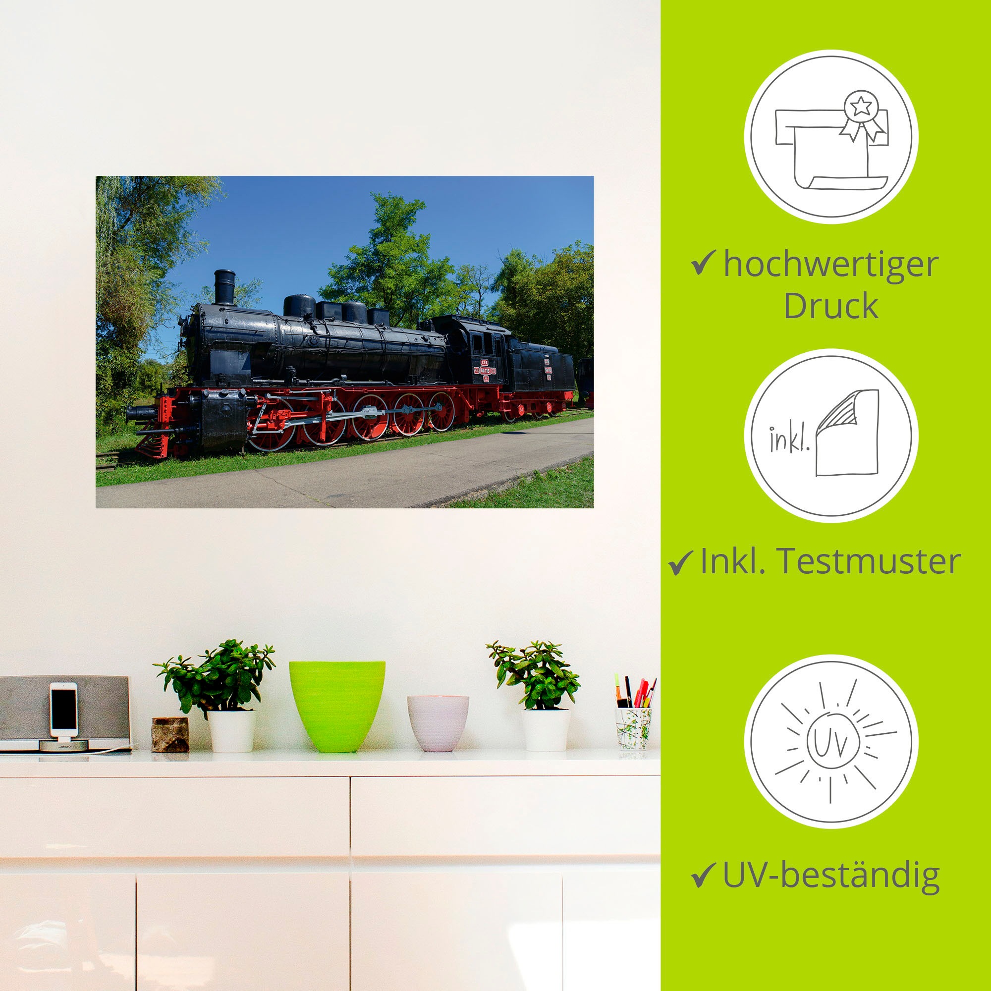 Artland Wandbild »CFR 50.115, Eisenbahn Museum, Resita«, Zugbilder, (1 St.), als Alubild, Leinwandbild, Wandaufkleber oder Poster in versch. Größen