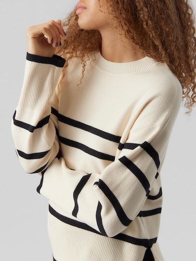 Vero Moda Rundhalspullover »VMSABA LS O-NECK STRIPE PULLOVER GA NOOS«, mit Streifenmuster