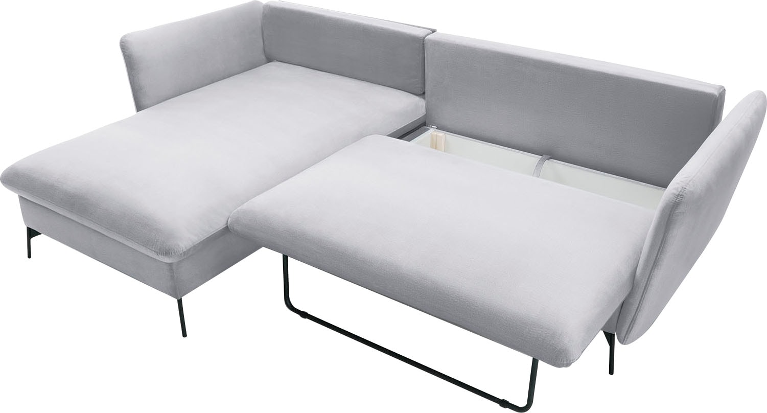 OTTO home Ecksofa »LIVORNO,258 cm, L-Form,« Schlaffunktion u. Bettkasten (139/224cm), Samt, Struktur, Webstoff