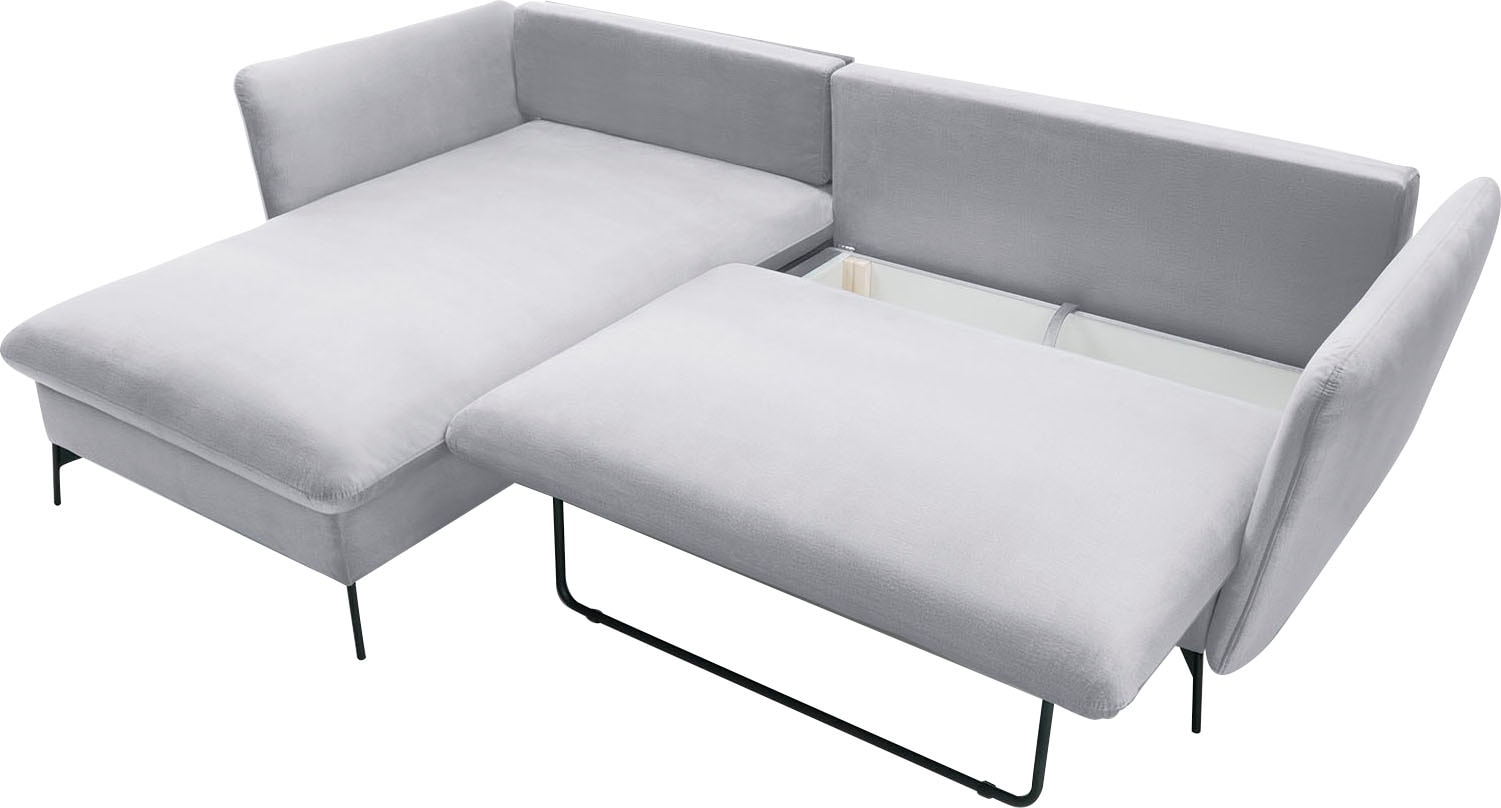 andas Ecksofa »LIVORNO,258 cm, L-Form,«, Schlaffunktion u. Bettkasten (139/224cm), Samt, Struktur, Webstoff