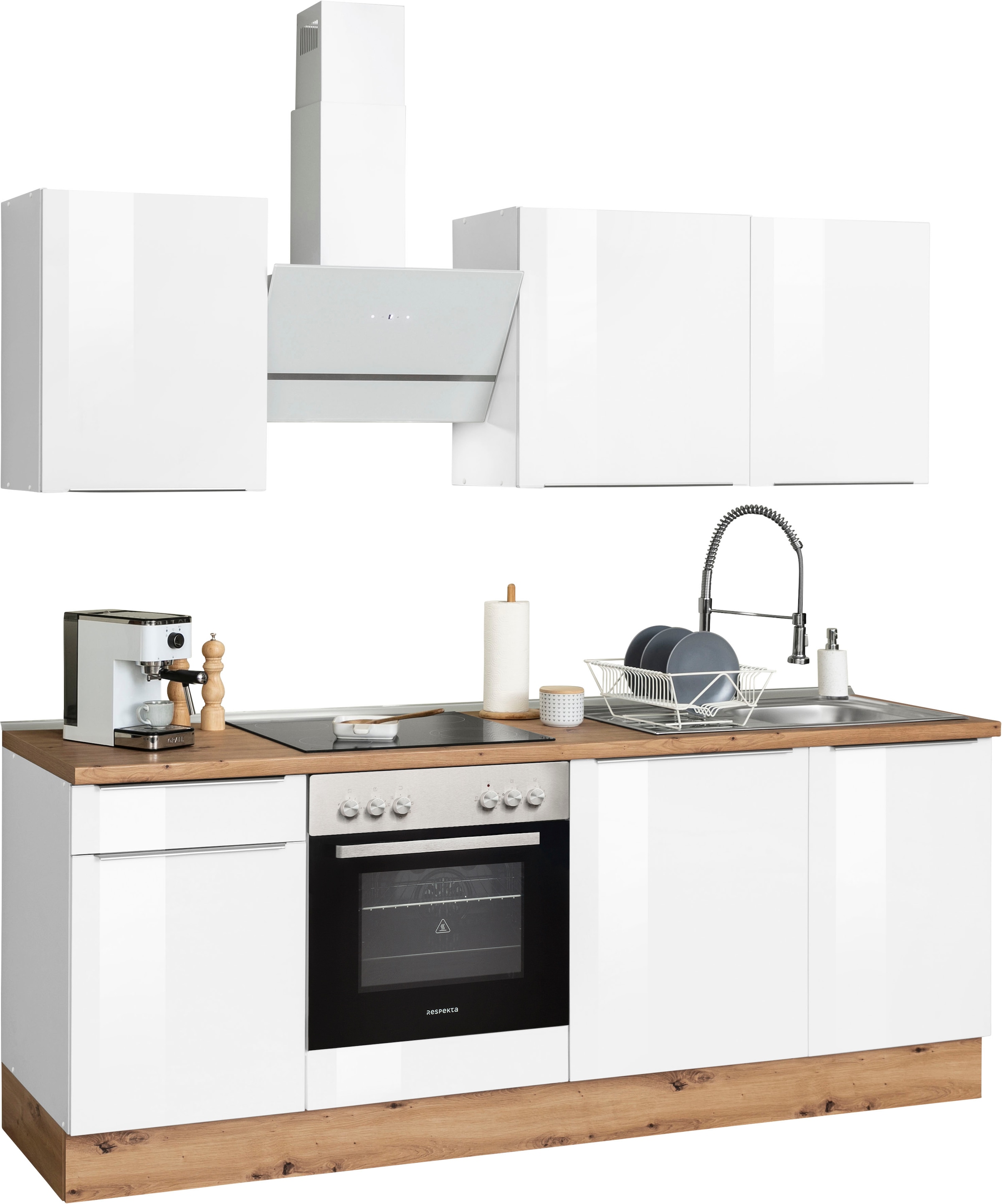 RESPEKTA Küchenzeile »Safado aus der Serie Marleen«, hochwertige Ausstattung  wie Soft Close Funktion, Breite 220 cm im OTTO Online Shop