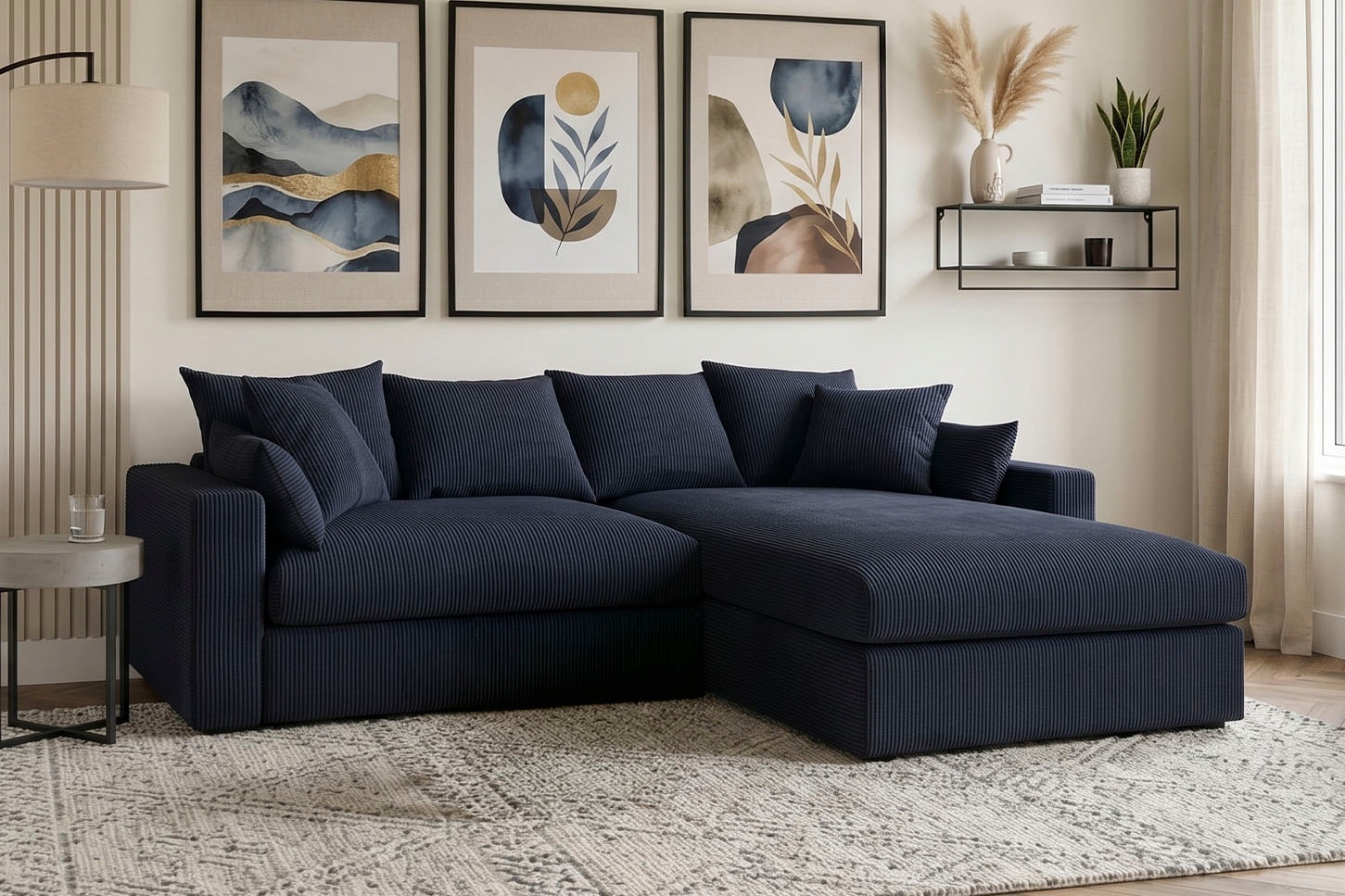 OTTO home Ecksofa »Cosy Lounge L-Form, Breite 268 cm« Mega-Sofa mit Cordstoff bezogen, mit Federkern & 5 Zierkissen