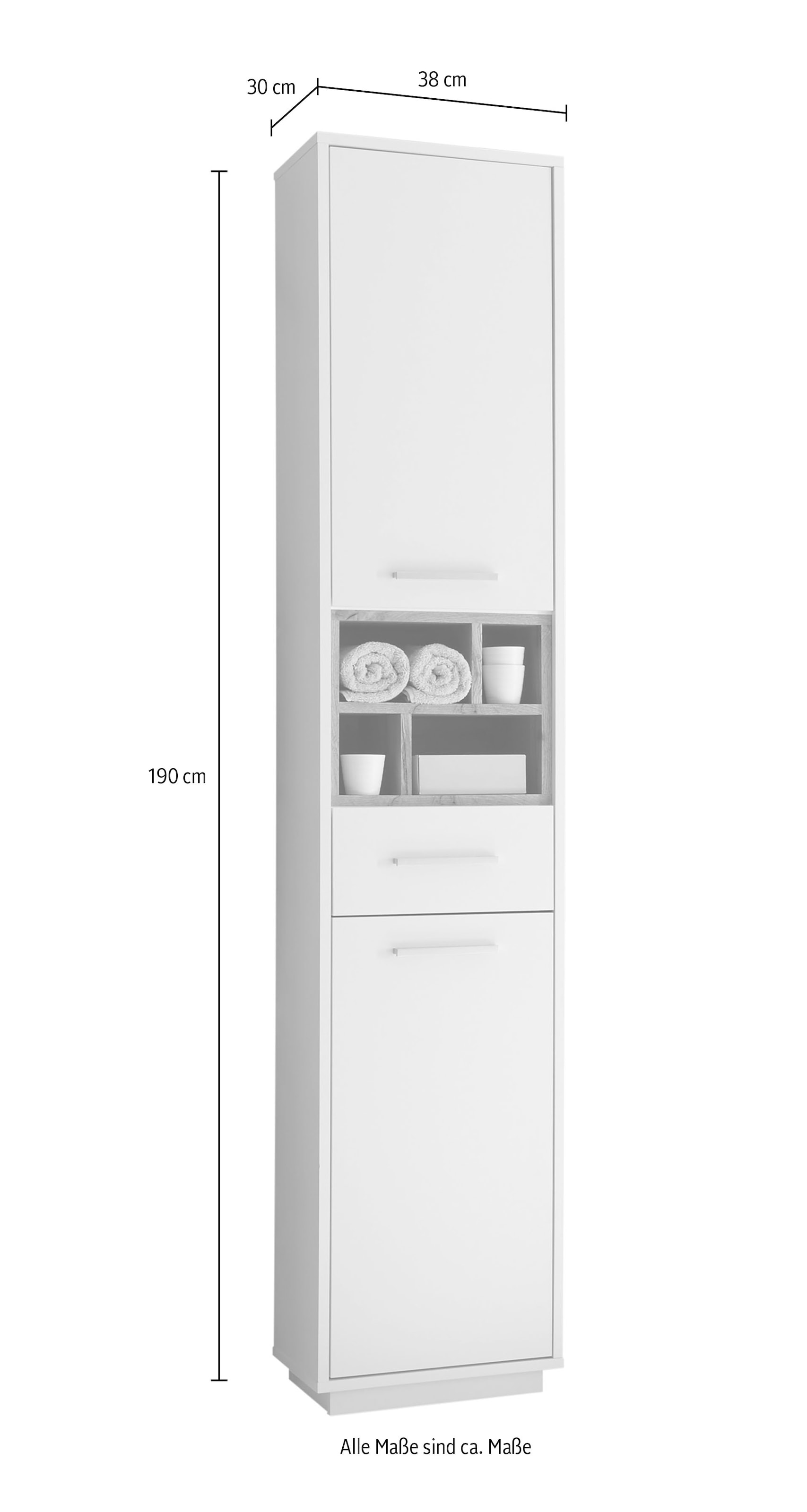 BASIC by Balculina Badmöbel-Set »Mila, Badezimmerset BxHxT 118x191x40 cm«, (3 St.), Breite 118 cm,Badezimmerset 3-tlg, FSC-Mix 70%