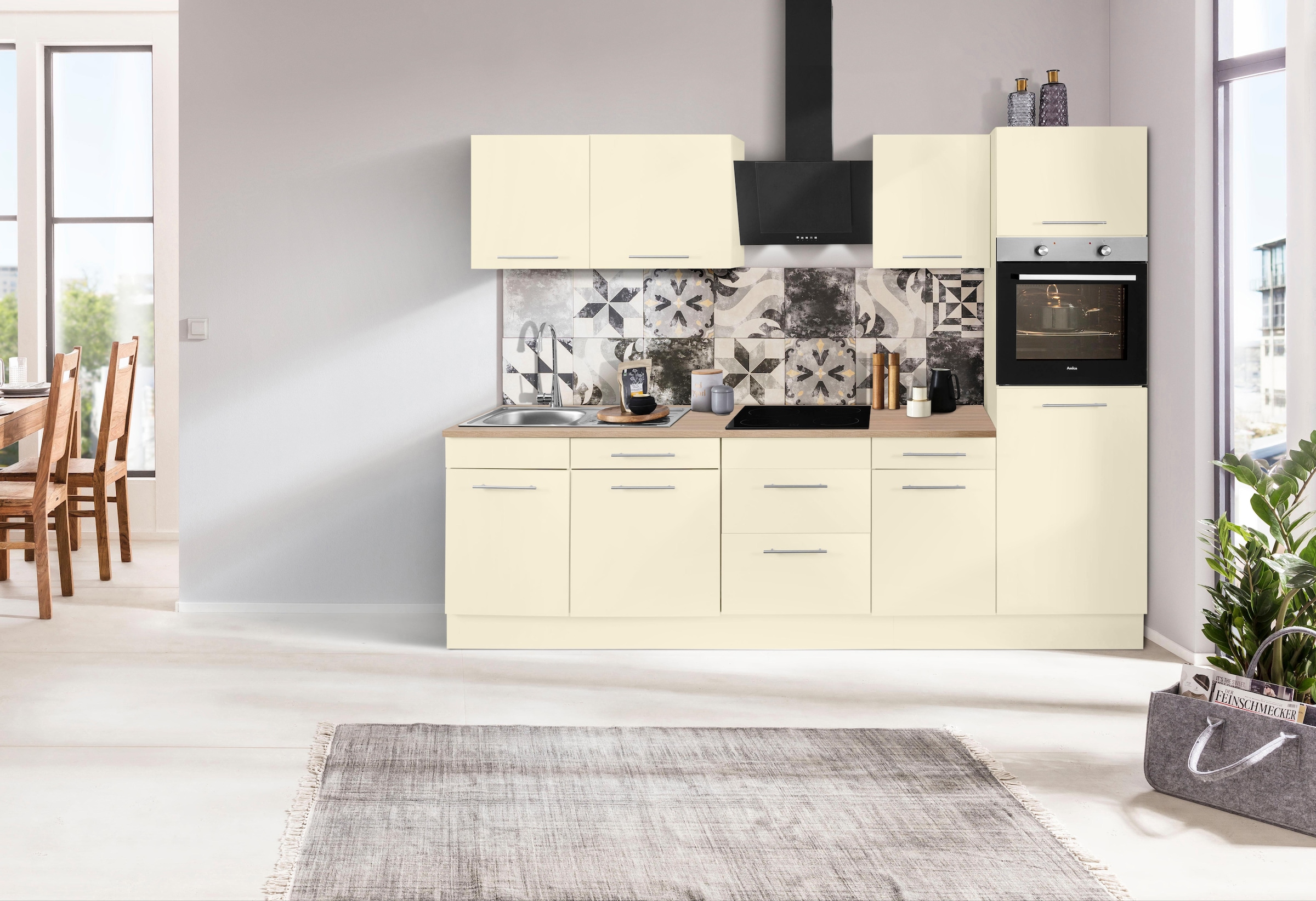 wiho Küchen Küchenzeile »Ela« Breite 280 cm, Soft-Close-Funktion, höhenverstellbare Füße