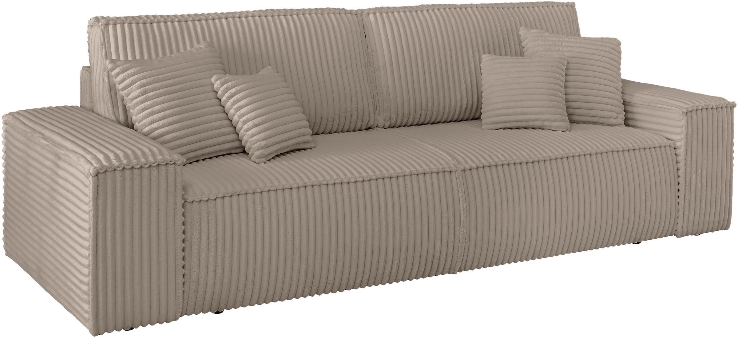 andas 3-Sitzer »FINNLEY Schlafsofa 257 cm, Schlaffunktion mit Bettkasten (200/136cm)«, in Aqua Clean-Bouclé, Struktur fein u. Cord