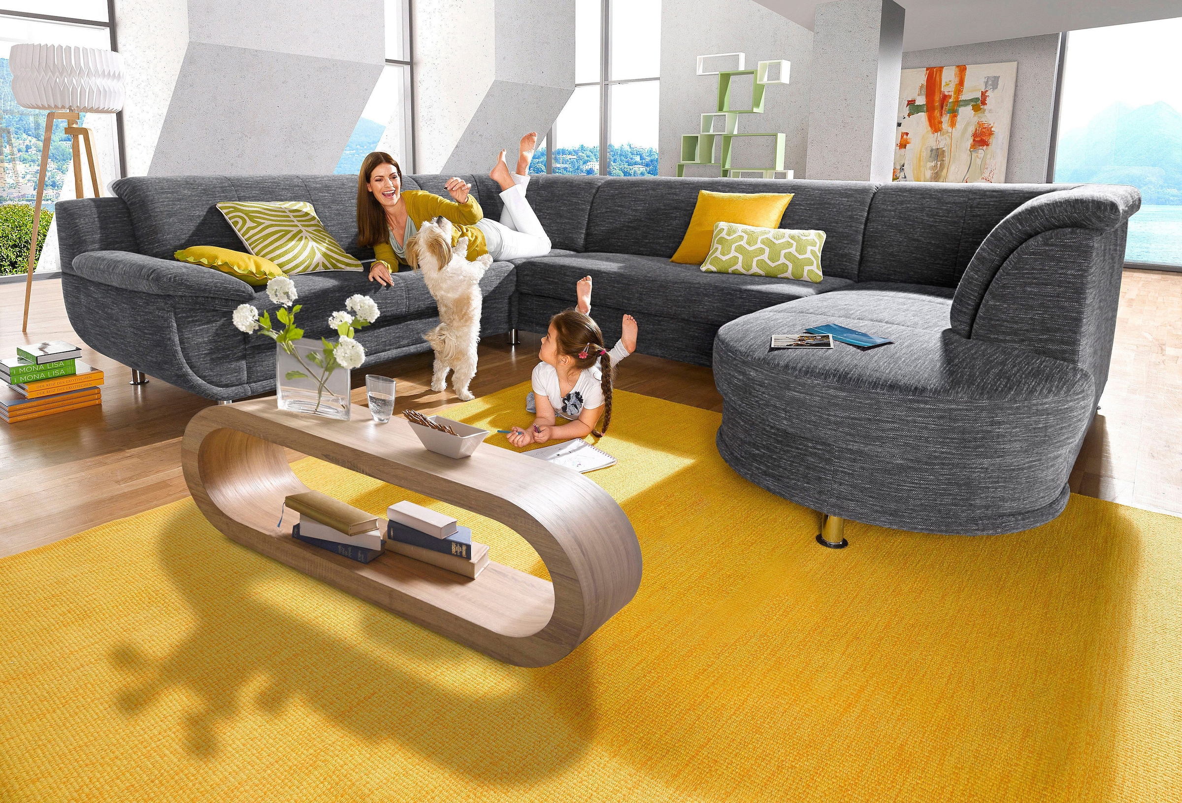 TRENDMANUFAKTUR Wohnlandschaft »Rondo, U-Form«, inkl.Federkern, wahlweise mit Bettfunktion