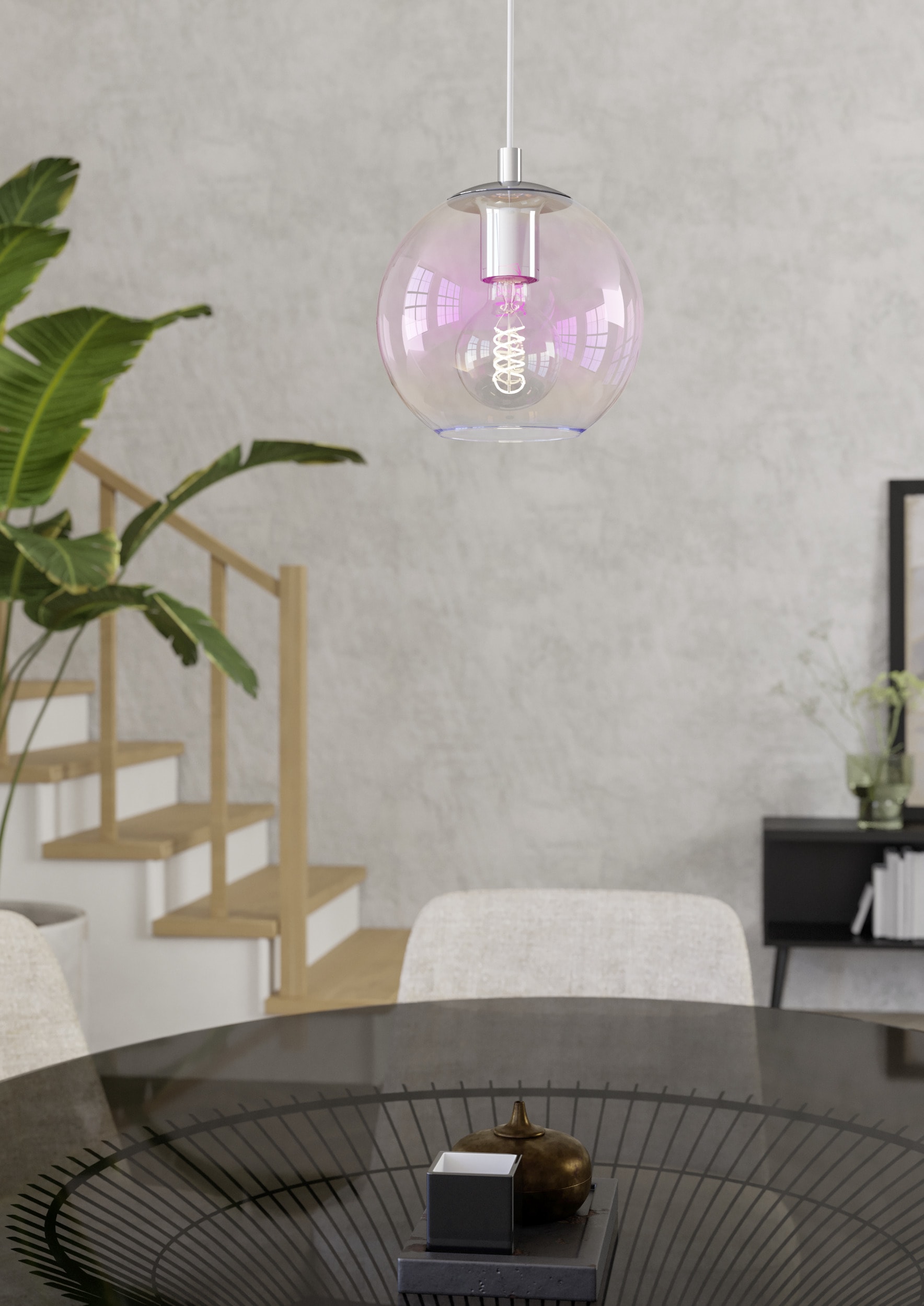 EGLO Hängeleuchte »ARISCANI 2 Pendellampe - Stahl - E27 - 1X60W - IP20« E27 1 Stk. Hängelampe, Deckenlampe, Wohnzimmer, Esszimmer, H110 x Ø20 cm