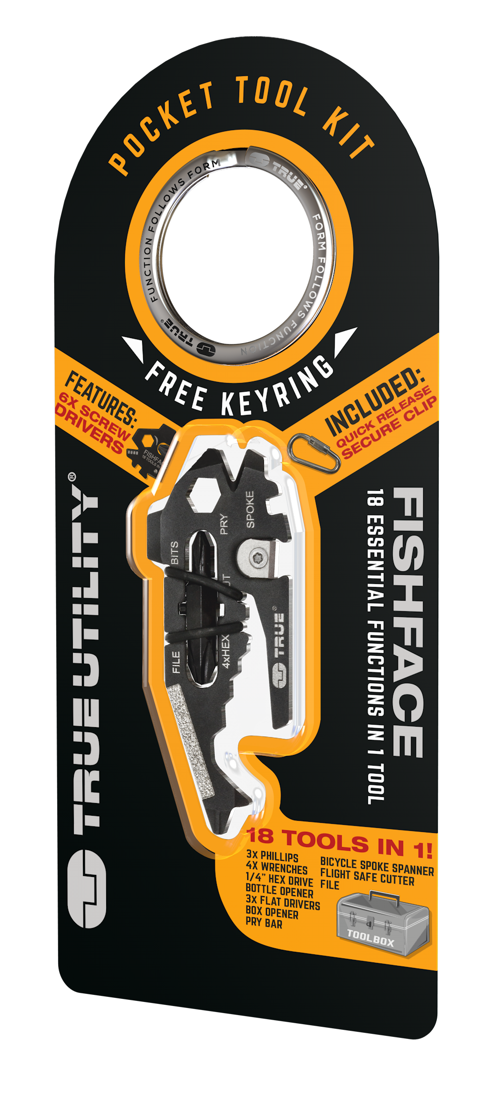 TRUE Multitool »FISHFACE«, (6 St.), 18 Funktionen, Bit-Aufnahme