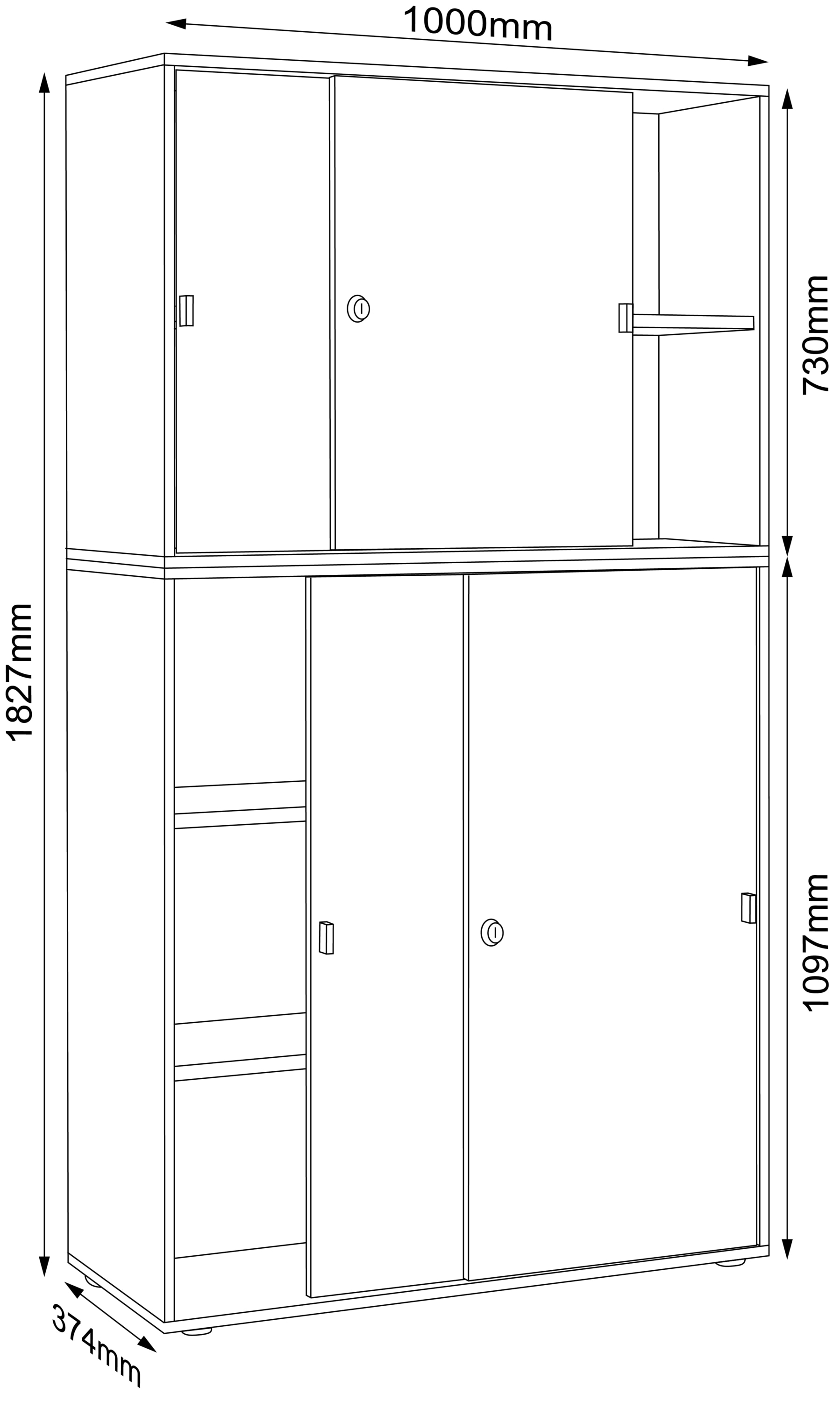 VCM Aktenschrank »VCM Holz Büroschrank Ordner Aktenschrank Büromöbel Schrank Salia 5-fach Breite 100 cm Schiebetüren«, (1 St.)
