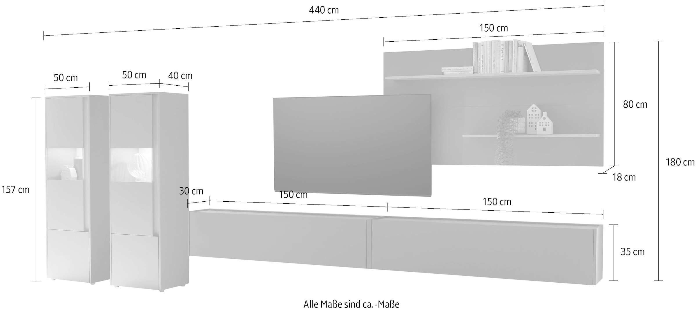 INOSIGN Wohnwand »City/Giron, moderne Anbauwand, Komplettset in vielen Farben verfügbar« Set, 5 Stk. tlg.