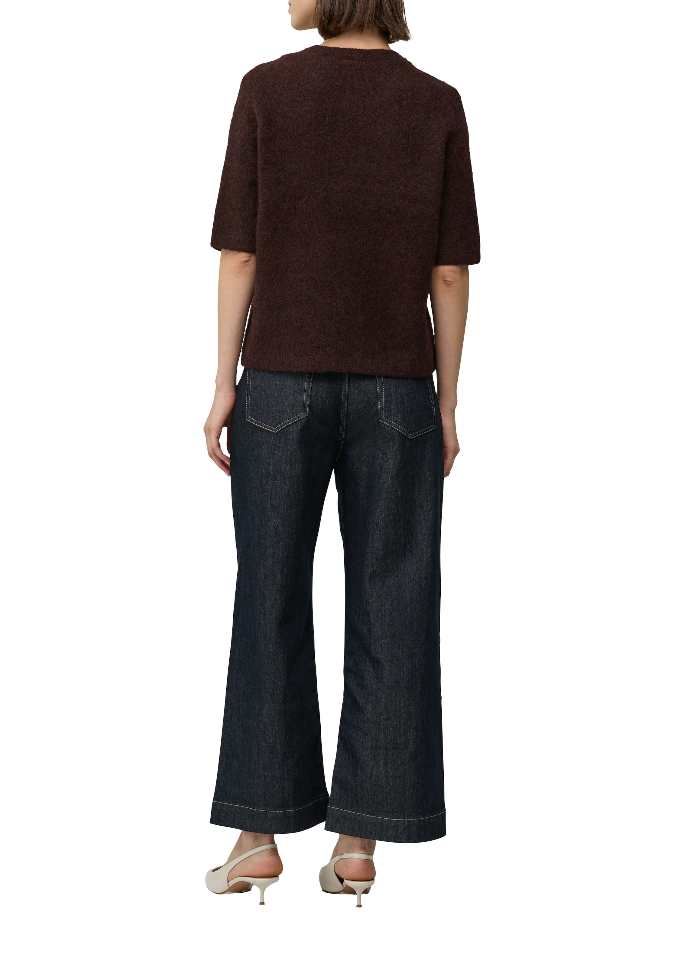 s.Oliver BLACK LABEL Strickpullover halbarm, mit Glitzersteinen besetzter Rundhals