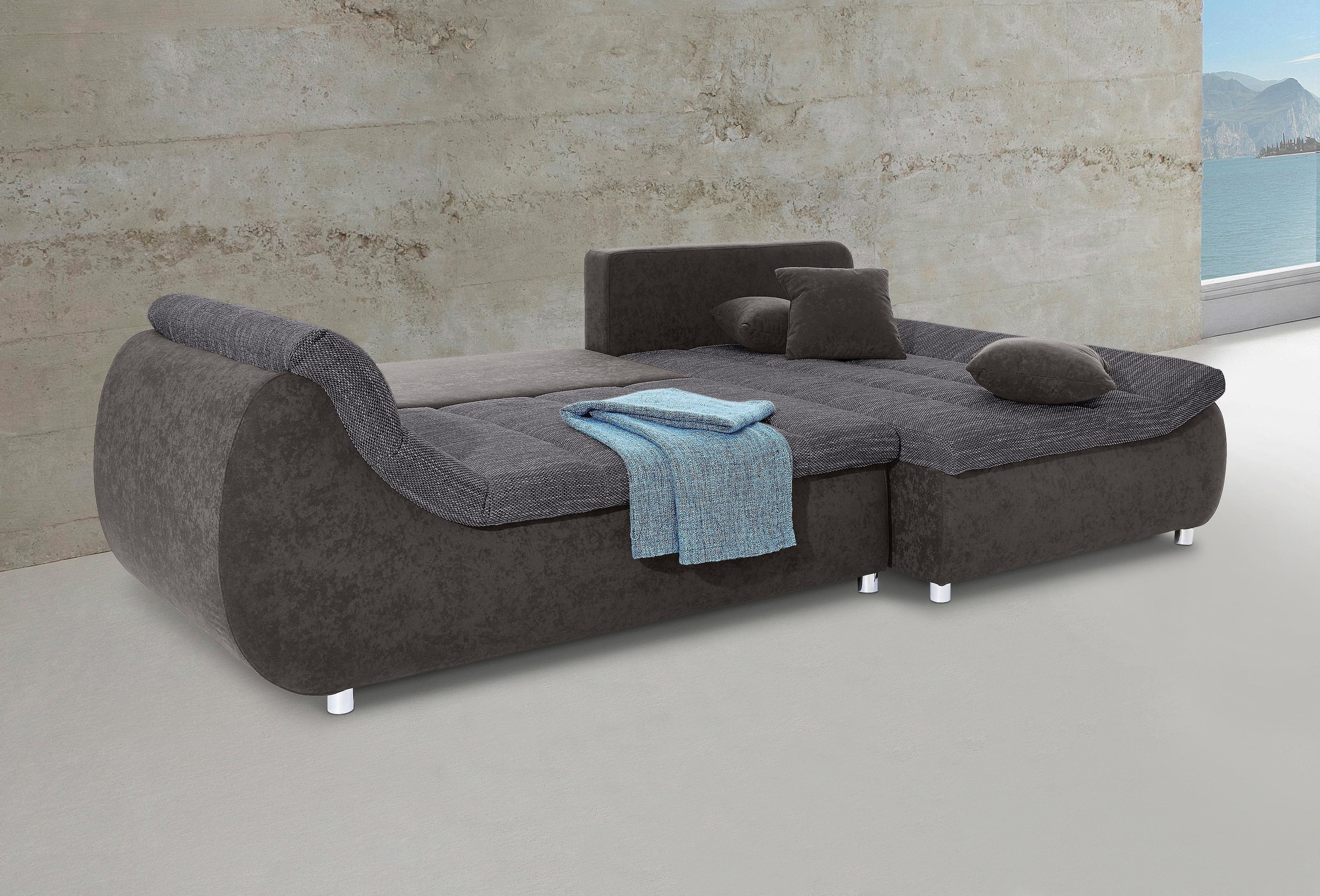 Home affaire Ecksofa »Imola, bequem, aktuelle Steppung im Sitz, L-Form, Breite 270cm« wahlweise mit Bettfunktion