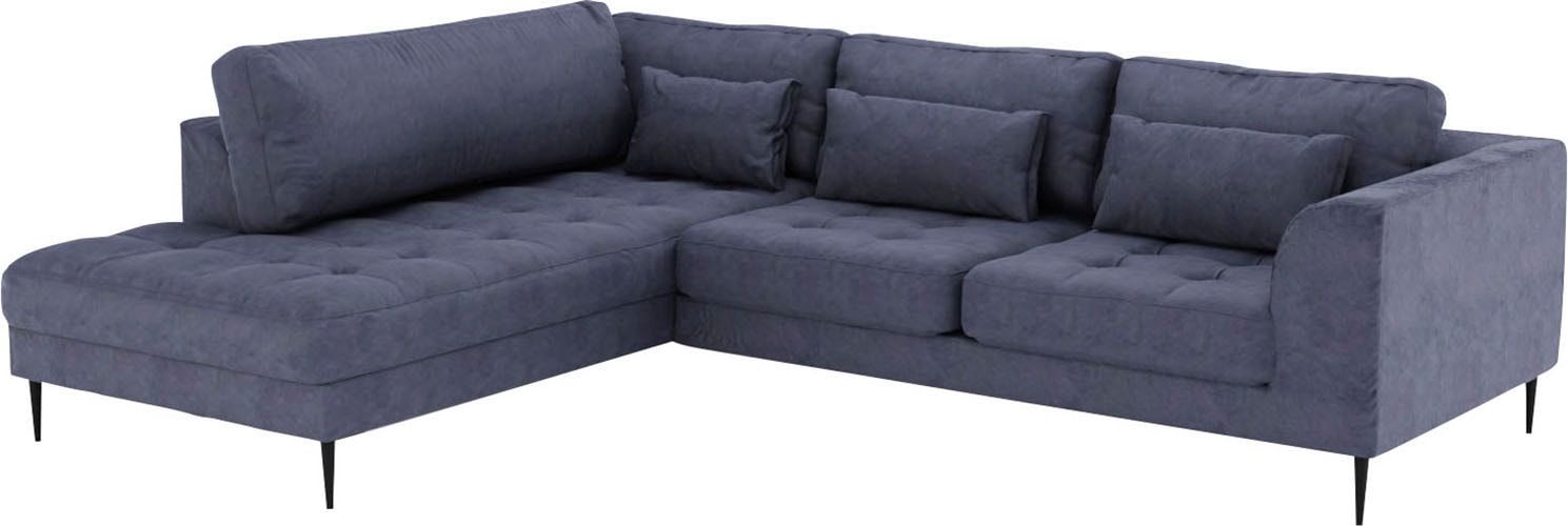 TRENDMANUFAKTUR Ecksofa »Luzi, wahlweise mit Schlaffunktion und Bettkasten, gemütlich, L-Form«, Designsofa mit Ottomane, Metallfüße schwarz, Breite 264 cm