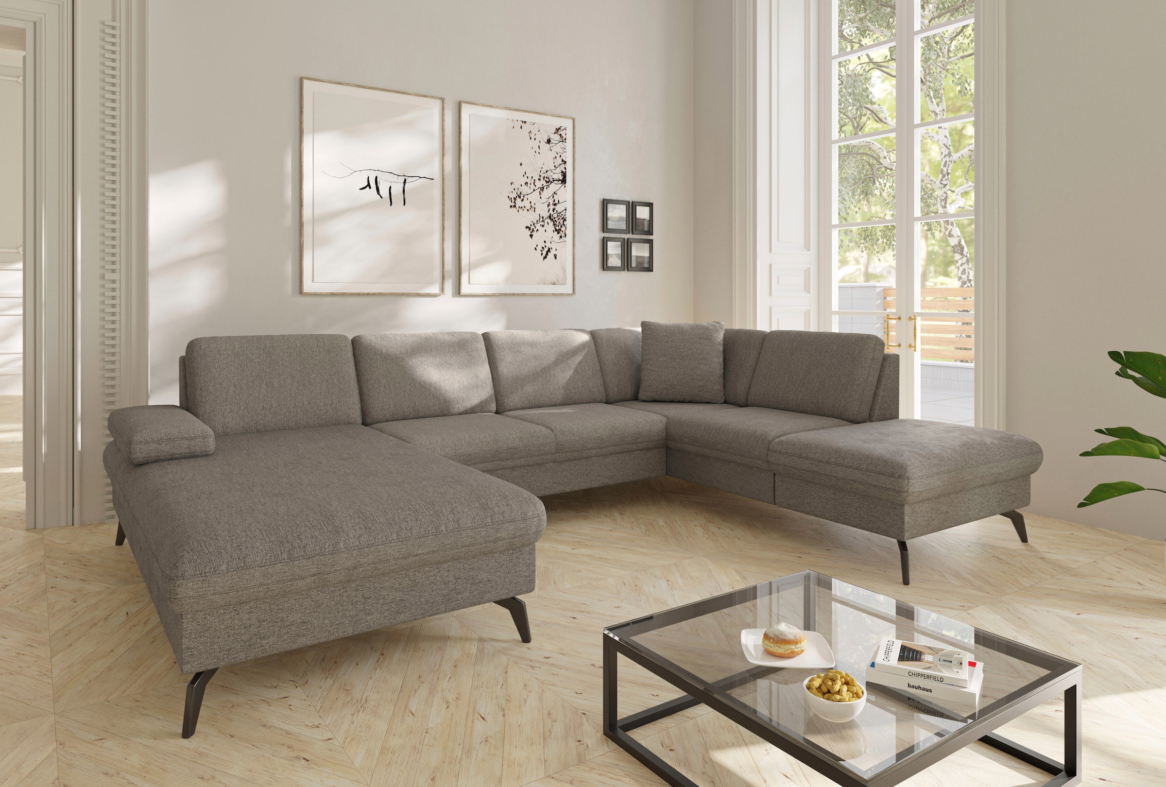 sit&more Wohnlandschaft »Morris Jubi U-Form«, inkl. Armteilfunktion und 1 Zierkissen, wahlweise mit Bettfunktion