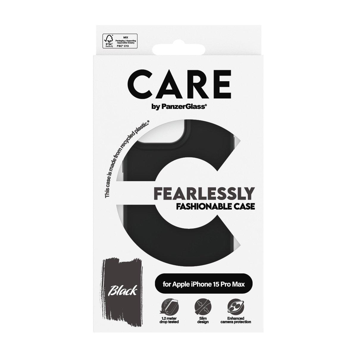 CARE by PanzerGlass Handyhülle »Fearlessly Fashionable Case für Apple iPhone 15 Pro Max Fashion Black« Smartphones Backcover, Schutzhülle, Handyschutzhülle, Case, Schutzcase, stoßfest