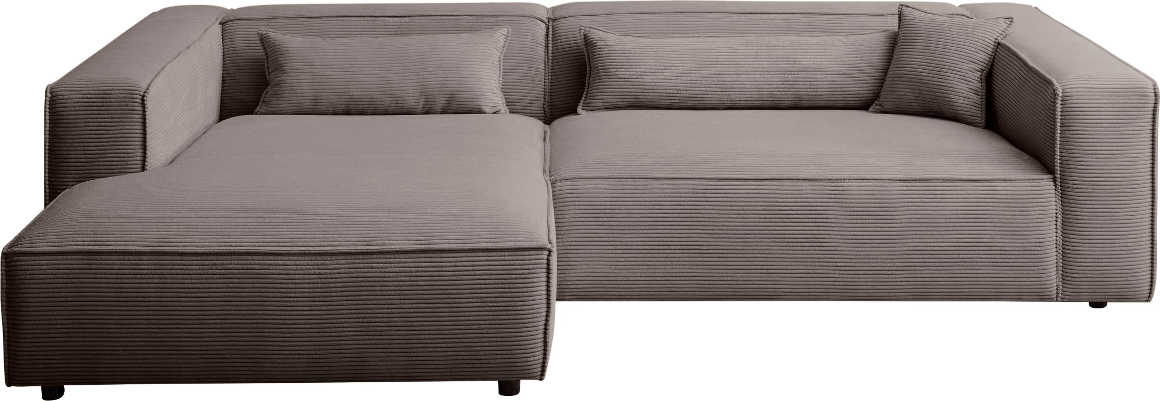 LeGer Home by Lena Gercke Ecksofa »PIARA XXL, Big-Sofa in Cord oder Leinenoptik, L-Form, mit Kedernaht«, wahlweise Ottomane rechts/links, schwarze Füße, bequemer Sitzkomfort