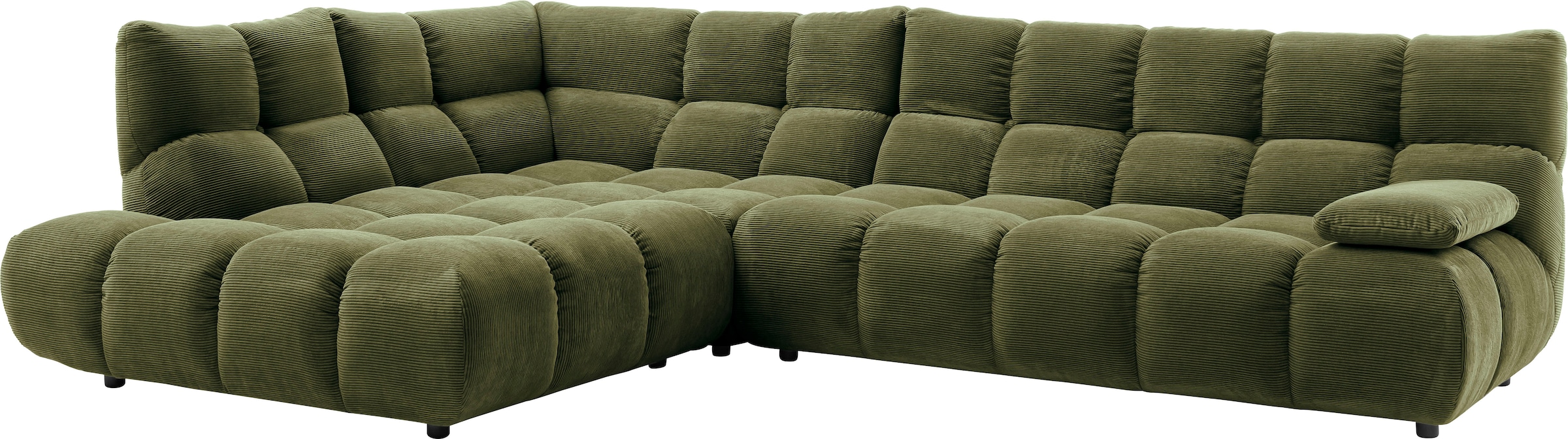 Home affaire Ecksofa »Cozy Bubble, mit klappbarer Armlehne, Breite 324 cm« mit eleganter Steppung, Rundumbezug & weicher Polsterung