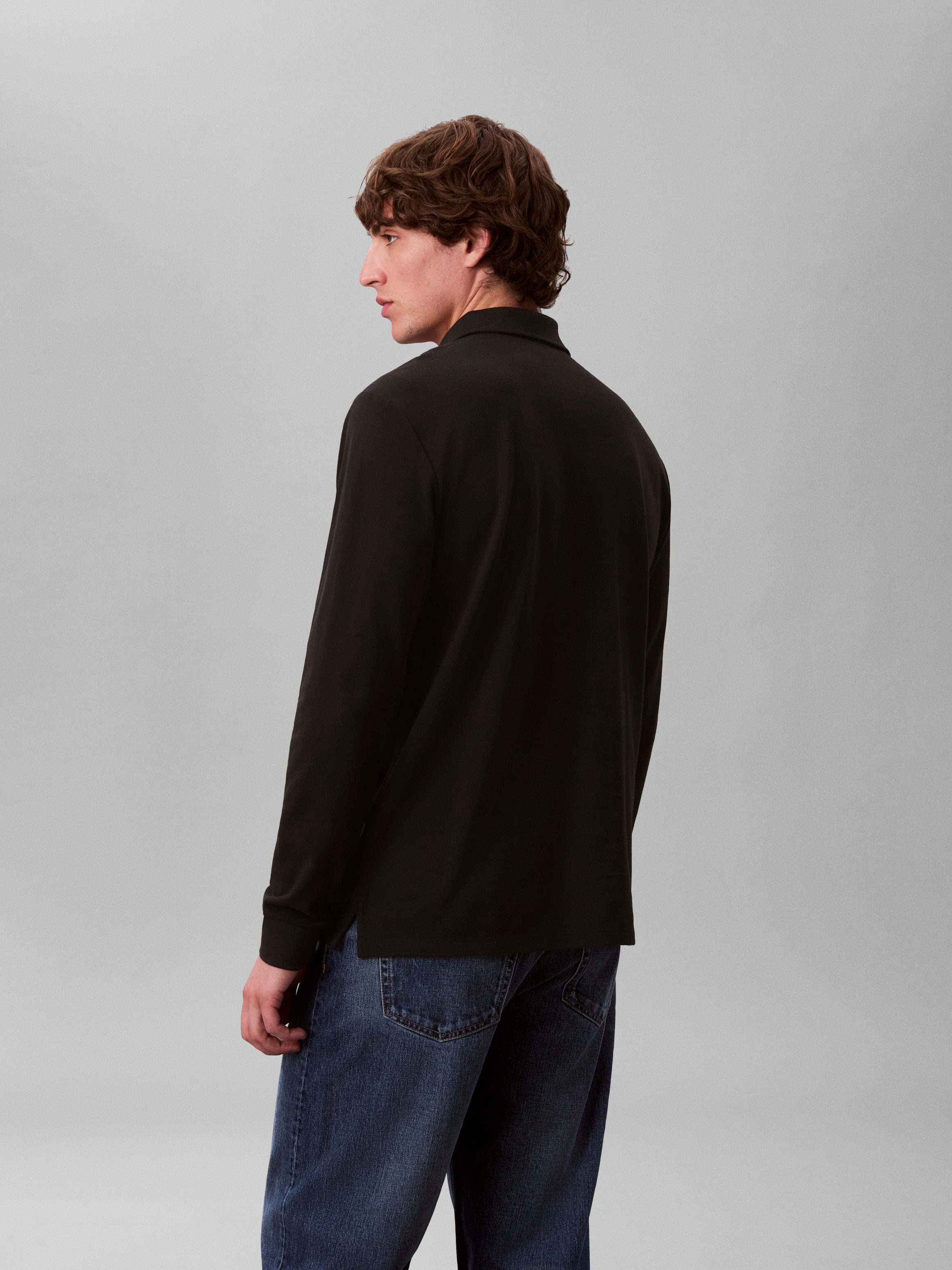 Calvin Klein Jeans Langarm-Poloshirt Regular fit mit Rundhalsausschnitt