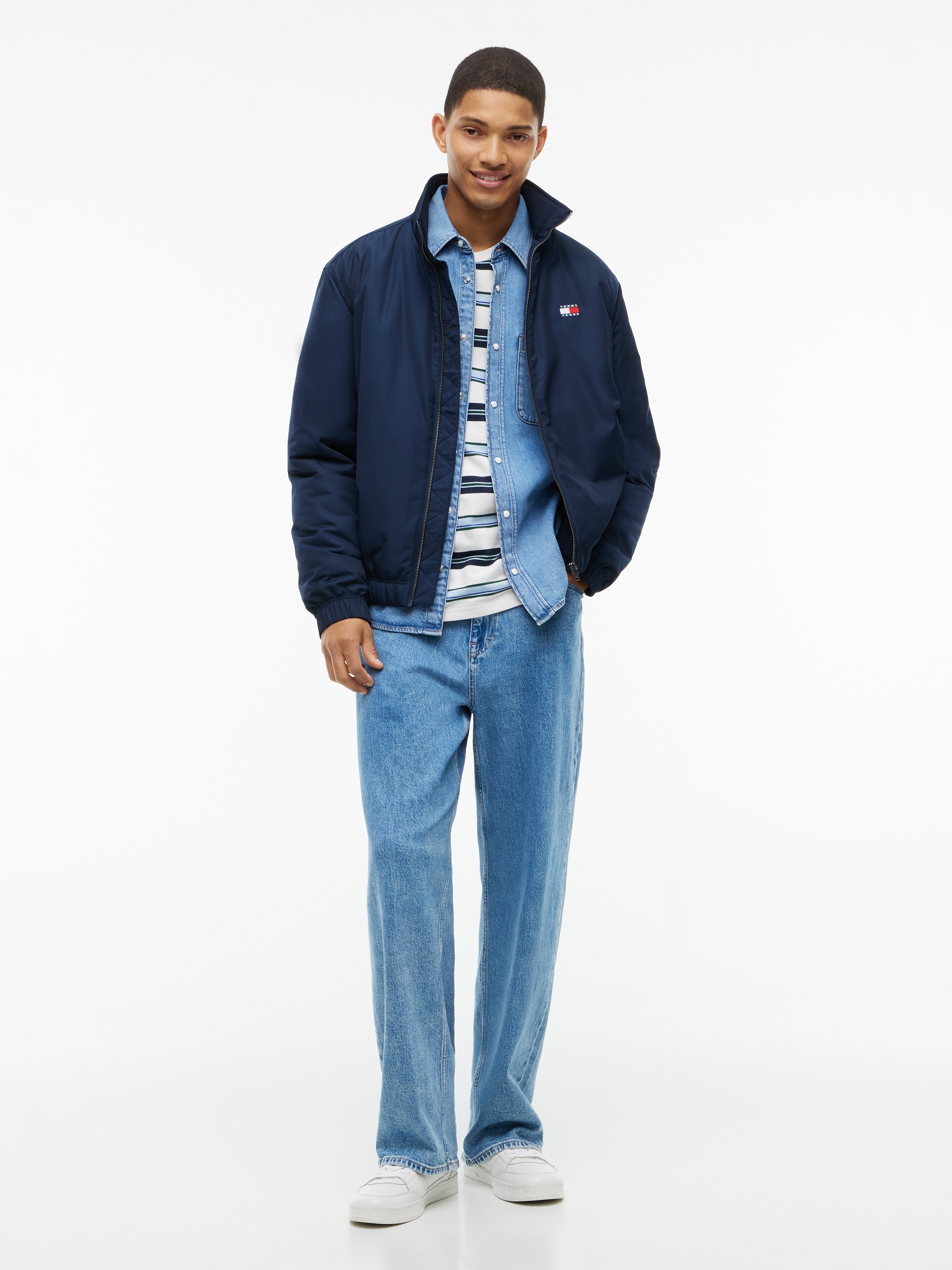 Tommy Jeans Blouson »TJM ESSENTIAL PADDED JACKET EXT« Freizeitjacke, Übergangsjacke glänzend, Stretchbündchen, Stehkragen