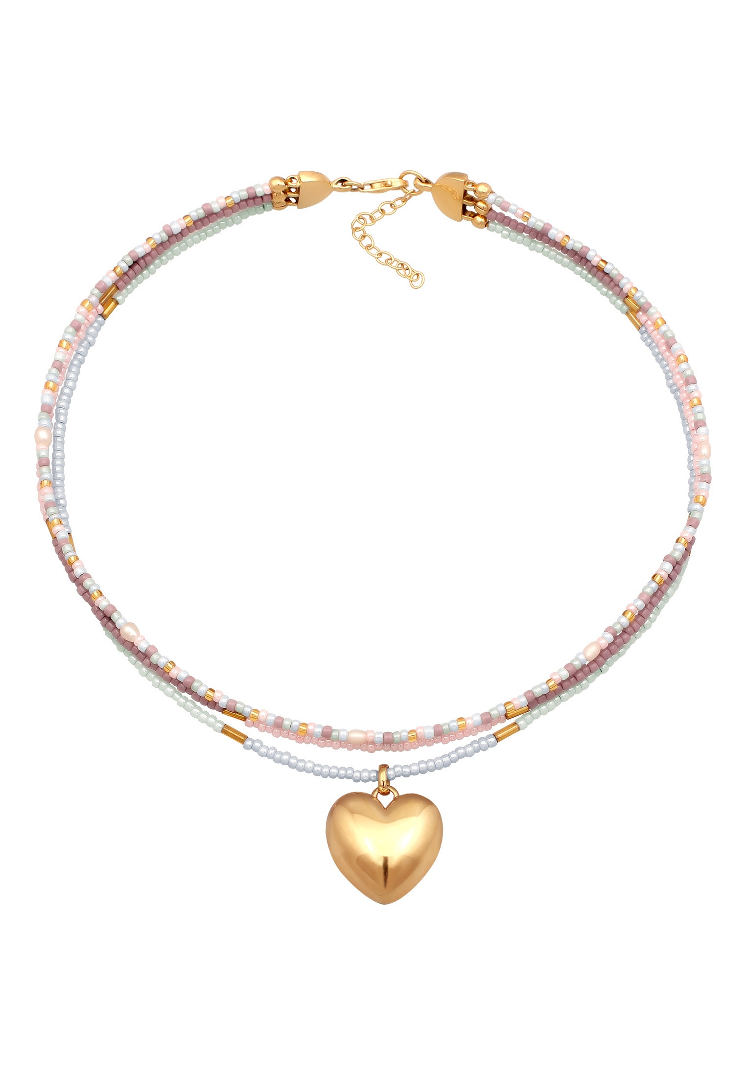Elli Choker »Halskette Choker Herz Süßwasserzuchtperlen 925 Silber vergoldet«