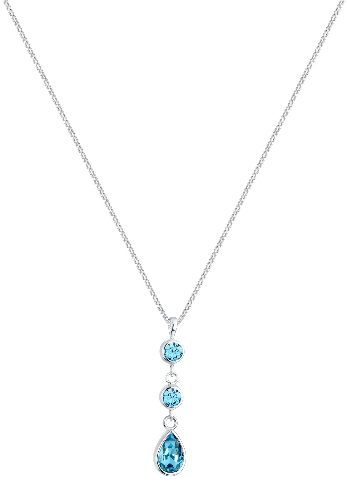 Elli Silberkette »Halskette Tropfen Glas Kristall Weiß 925 Sterling Silver«