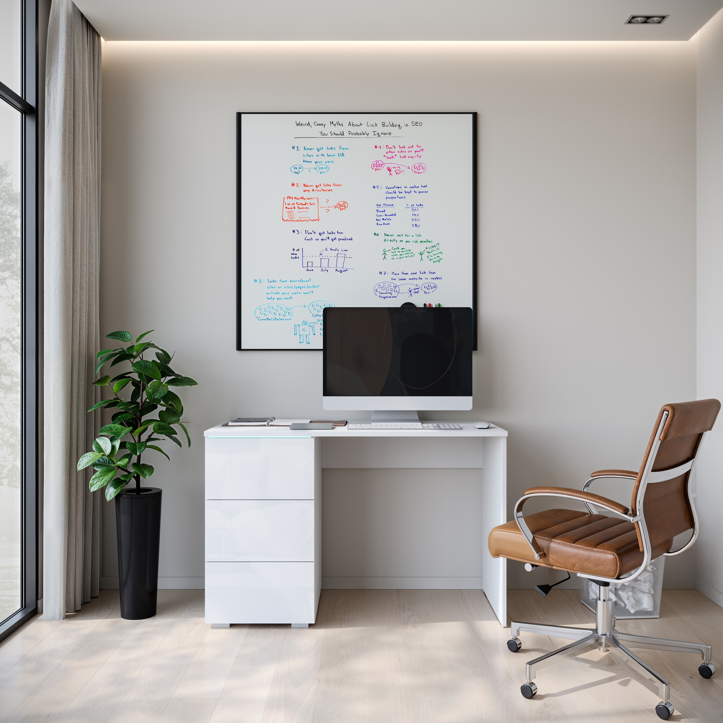 INOSIGN Schreibtisch »Vera«, (1 St.), Modernes Schreibtisch mit LED, Push-to-Open und 3 Schubladen.