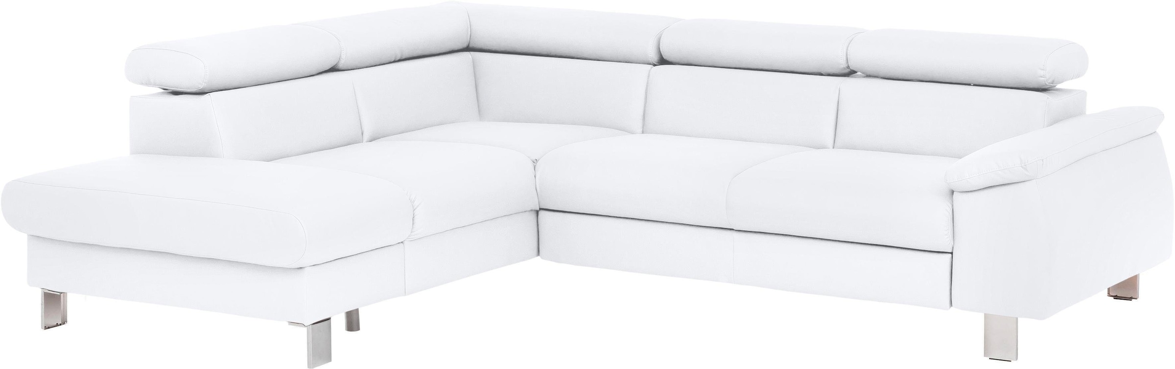 COTTA Polstergarnitur »Komaris L-Form, B: 249 bzw. 100 cm (Set: Ecksofa & Hocker)« Set,  mit Kopfteilverstellung, optional Bettfunktion, Bettkasten & Licht