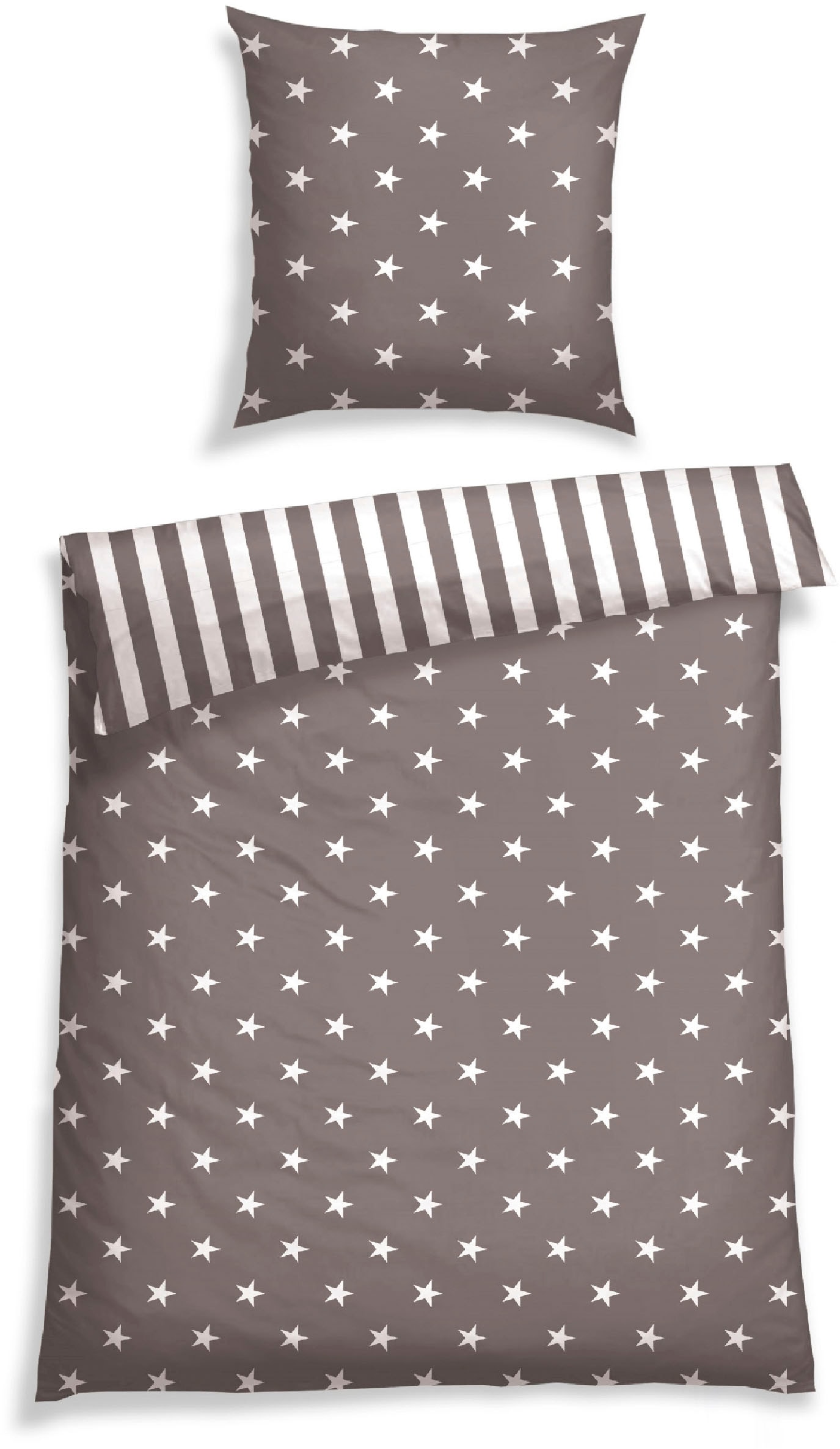 Schiesser Wendebettwäsche »Stars & Stripes aus weicher Baumwolle mit Sternenprint« 2 Stk. MADE IN GREEN by OEKO-TEX®-zertifiziert