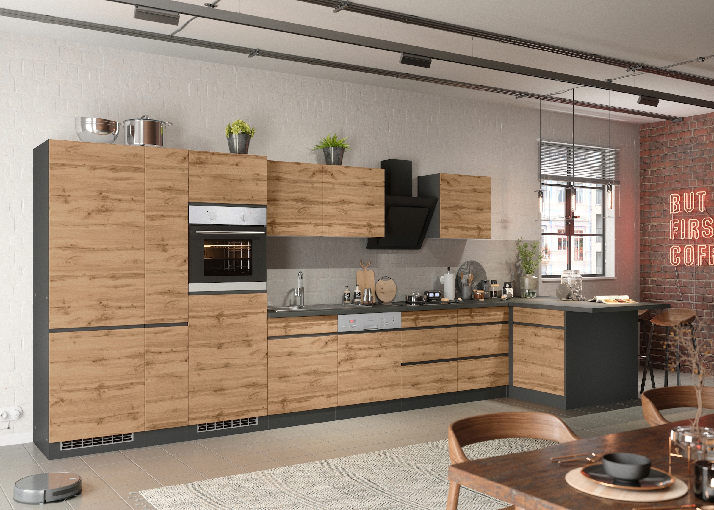 KOCHSTATION Winkelküche »KS-Riesa«, Stellbreite 490/153 cm, wahlweise mit Induktionskochfeld