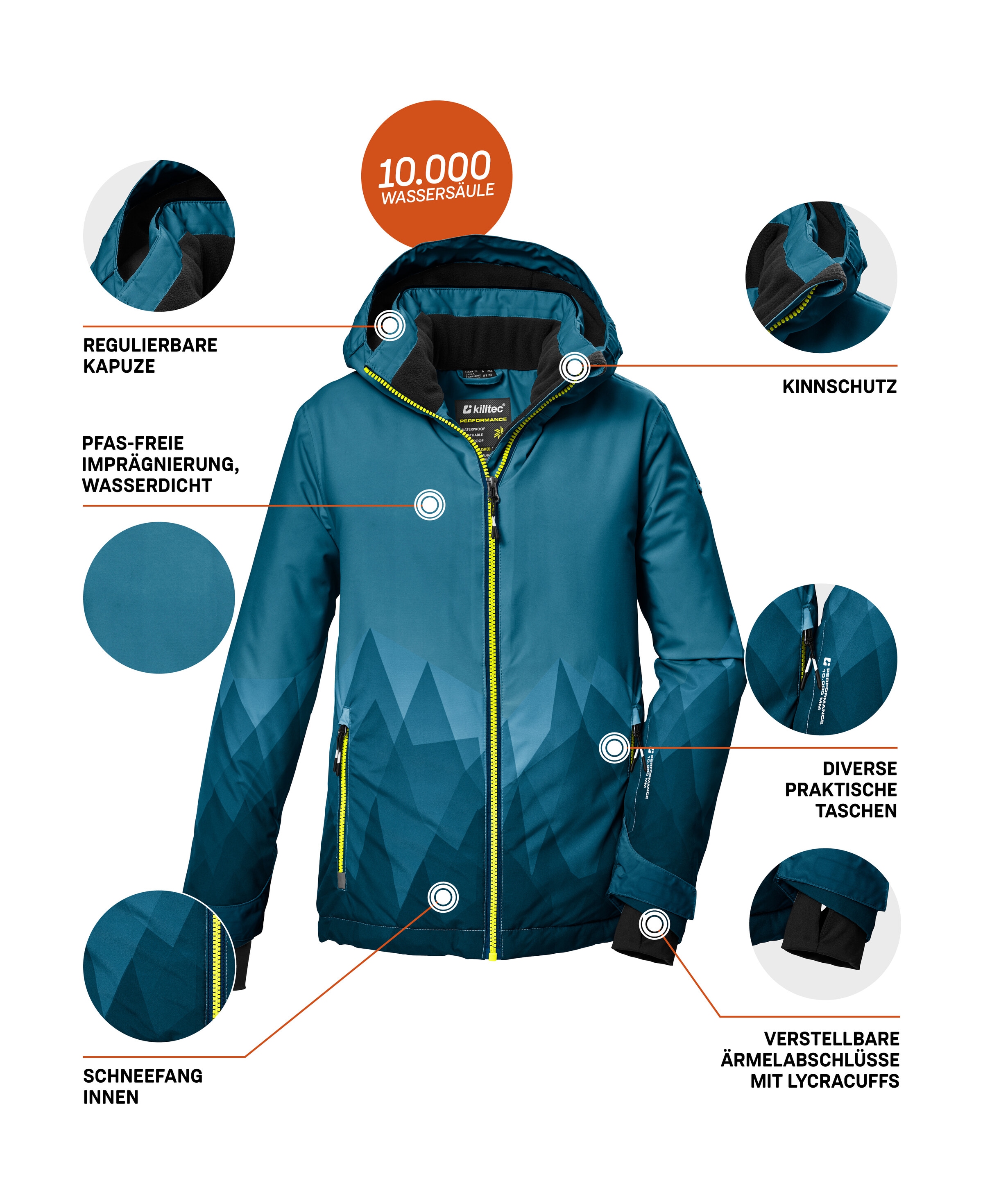 Killtec Skijacke »KSW 383 BYS SKI JCKT« Wasser- und winddichte Skijacke mit verstellbarer Kapuze