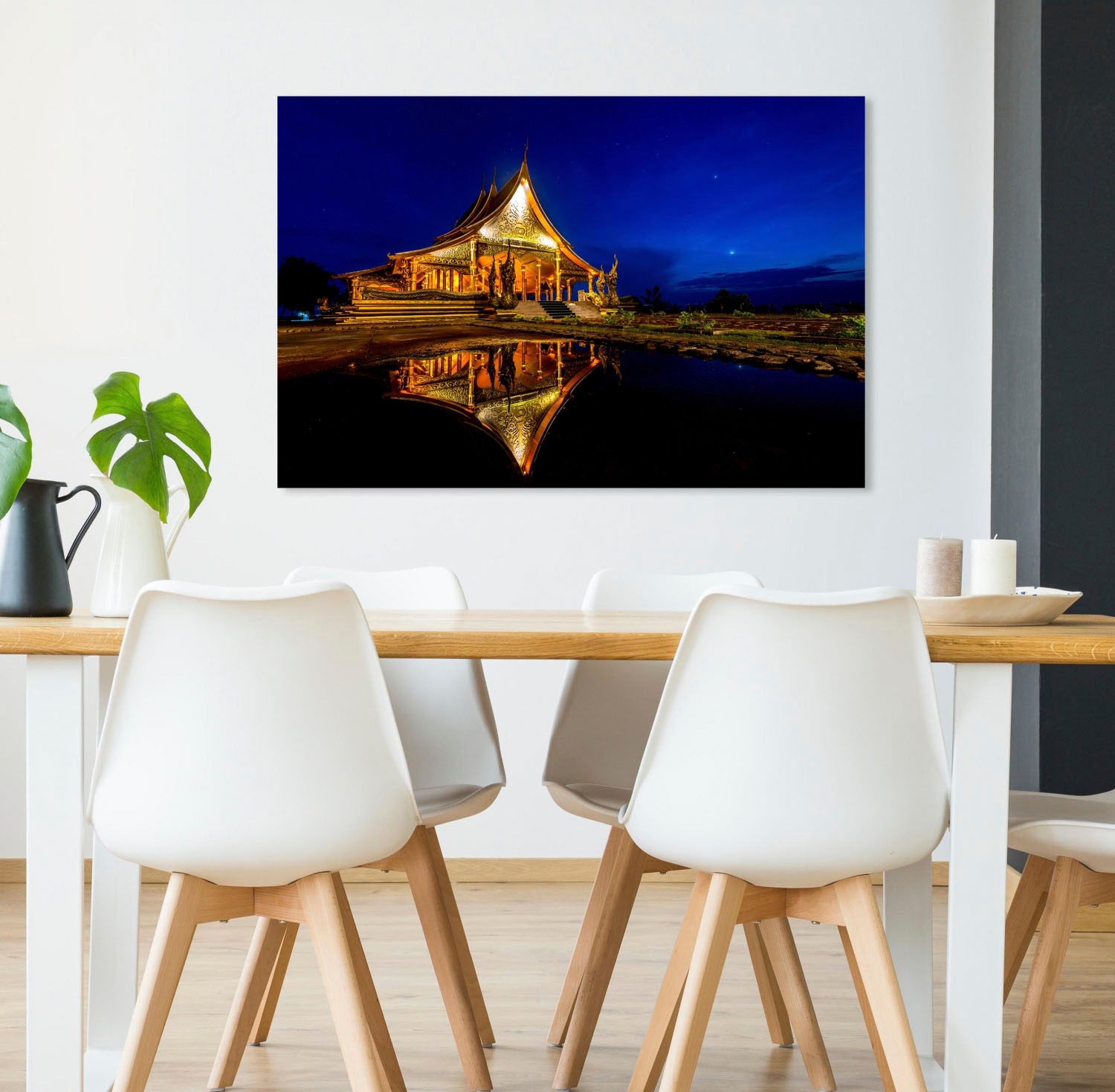 queence Acrylglasbild »Am See«, Asien-Kunst-Gebäude-Buddhismus-Himmel, Fine Art-Print in Galeriequalität