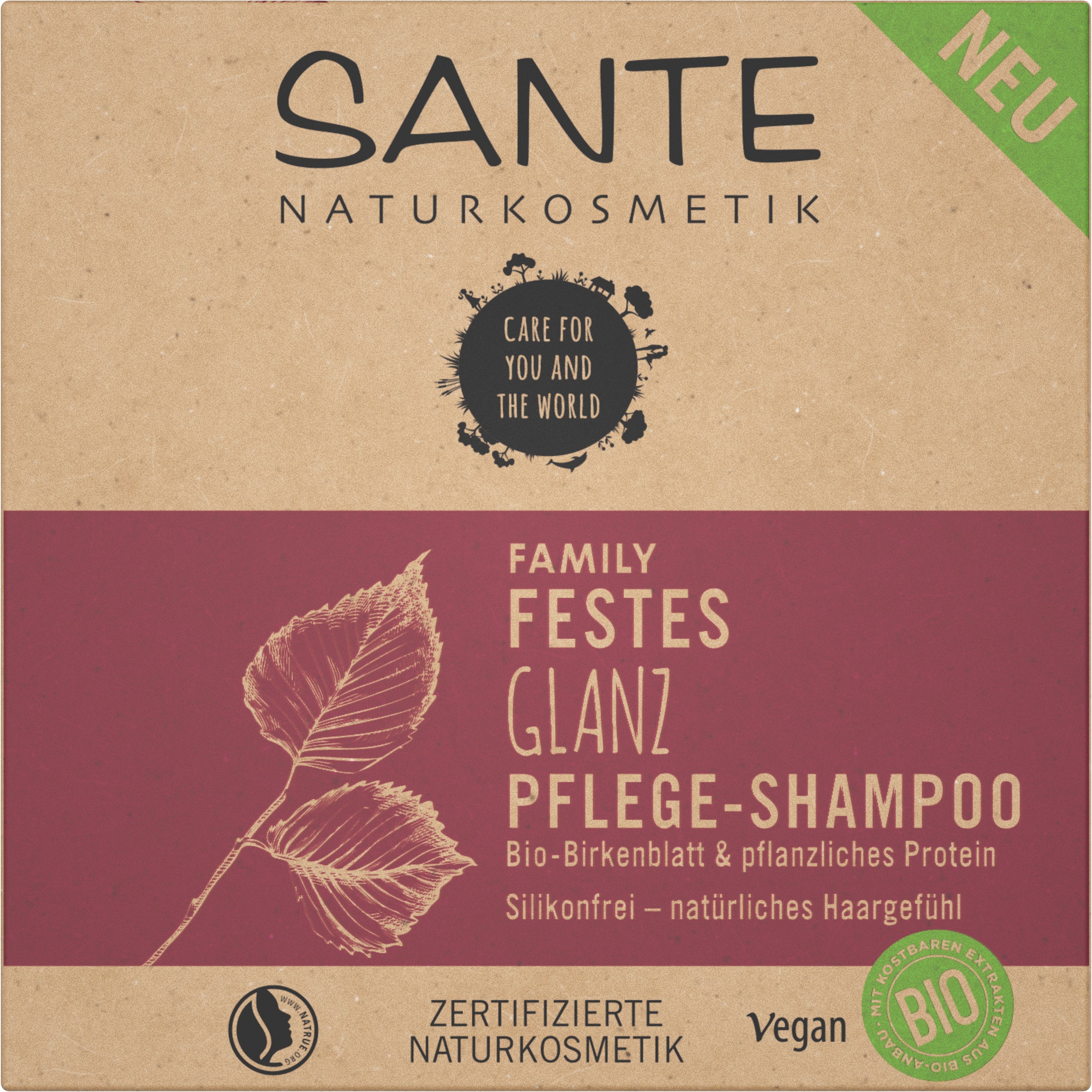 SANTE Festes Haarshampoo »FESTES GLANZ PFLEGE-SHAMPOO BIO-BIRKENBLATT« für alle Haartypen, mit Bio-Birkenblatt, ergiebiger Schaum