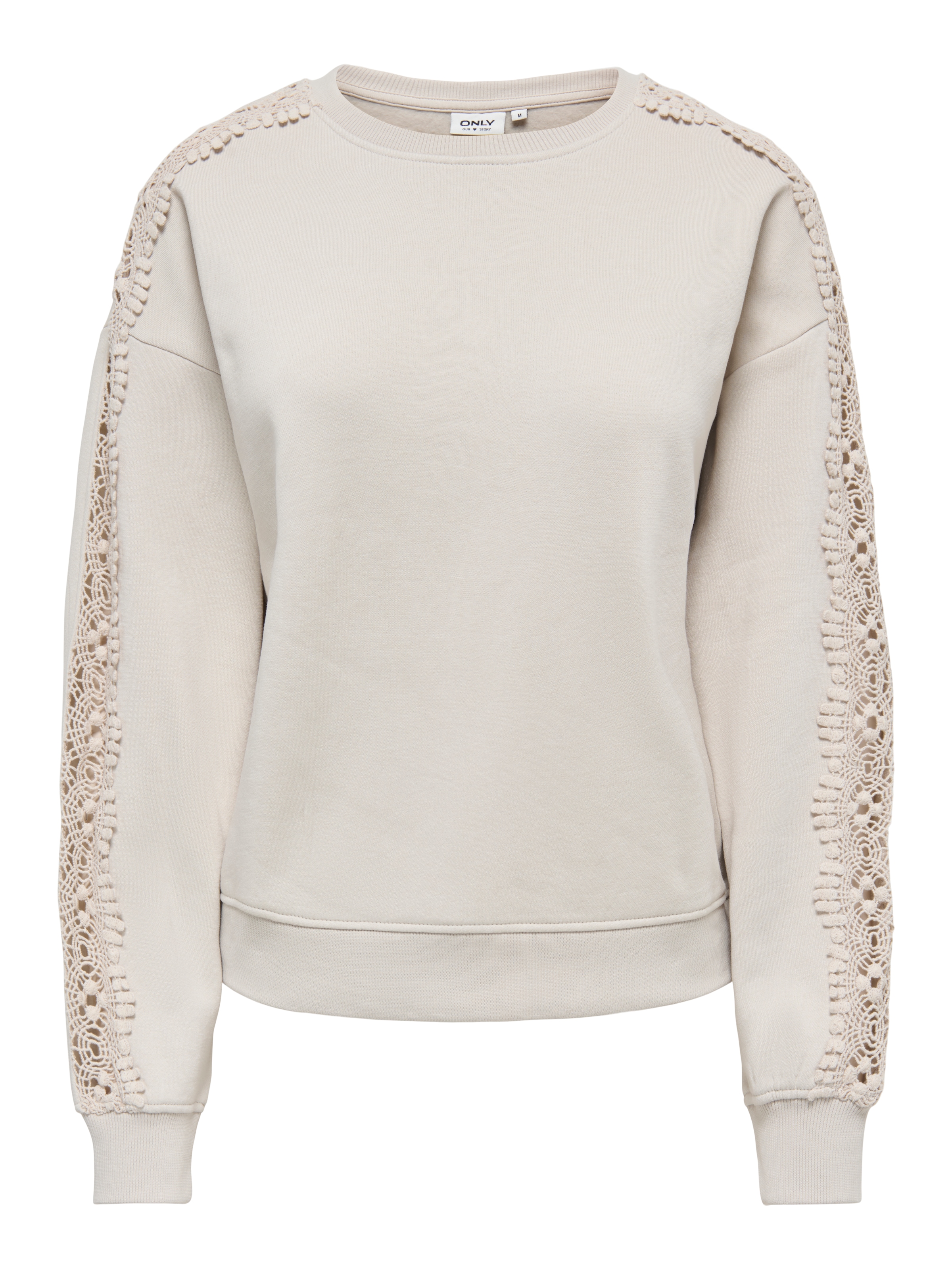 ONLY Sweatshirt »ONLSTILLA L/S O-NECK LACE DETAIL CS SWT«, Baumwollmischung, regular fit
