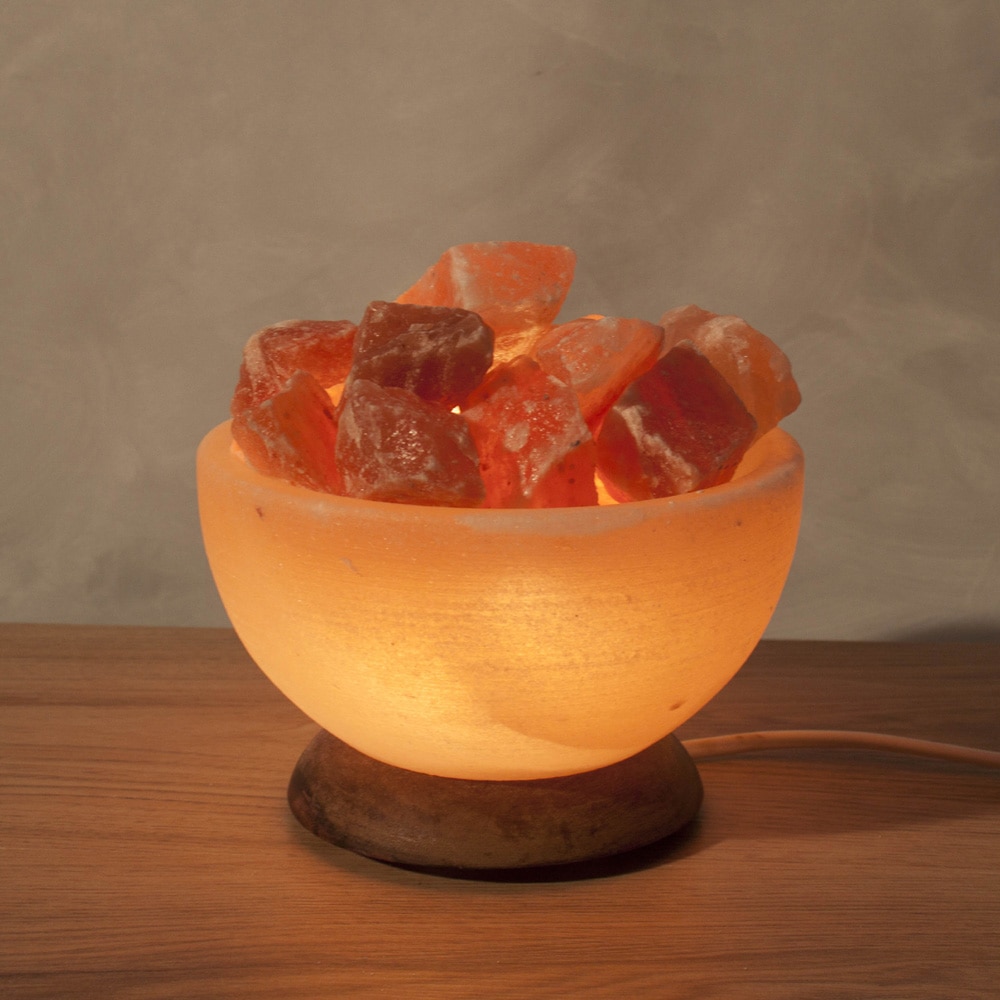 HIMALAYA SALT DREAMS Salzkristall-Tischlampe »Salzkristallschale«, Leuchtmittel E14 | Leuchtmittel wechselbar, Handgefertigt aus Salzkristall - jeder Stein ein Unikat, H: ca.15 cm