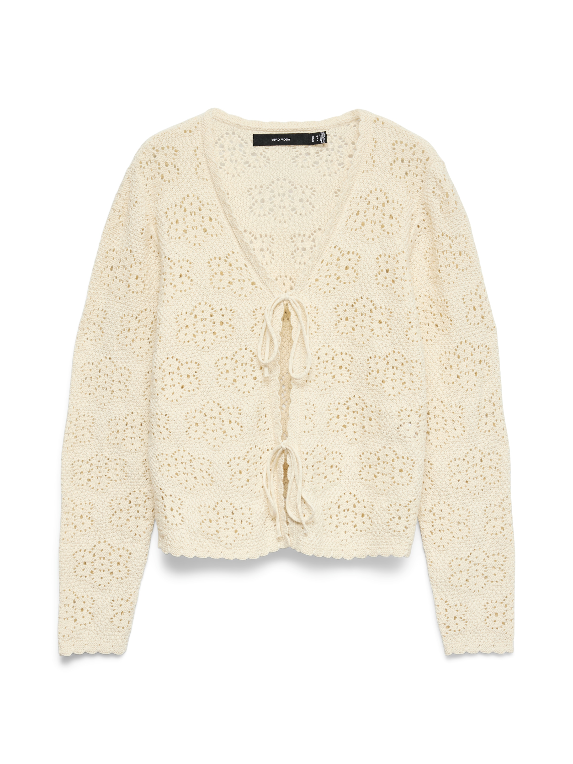 Vero Moda Strickjacke »VMAVA LS V-NECK TIE STRING CARDIGAN« Baumwolle, gewellte Strickbündchen