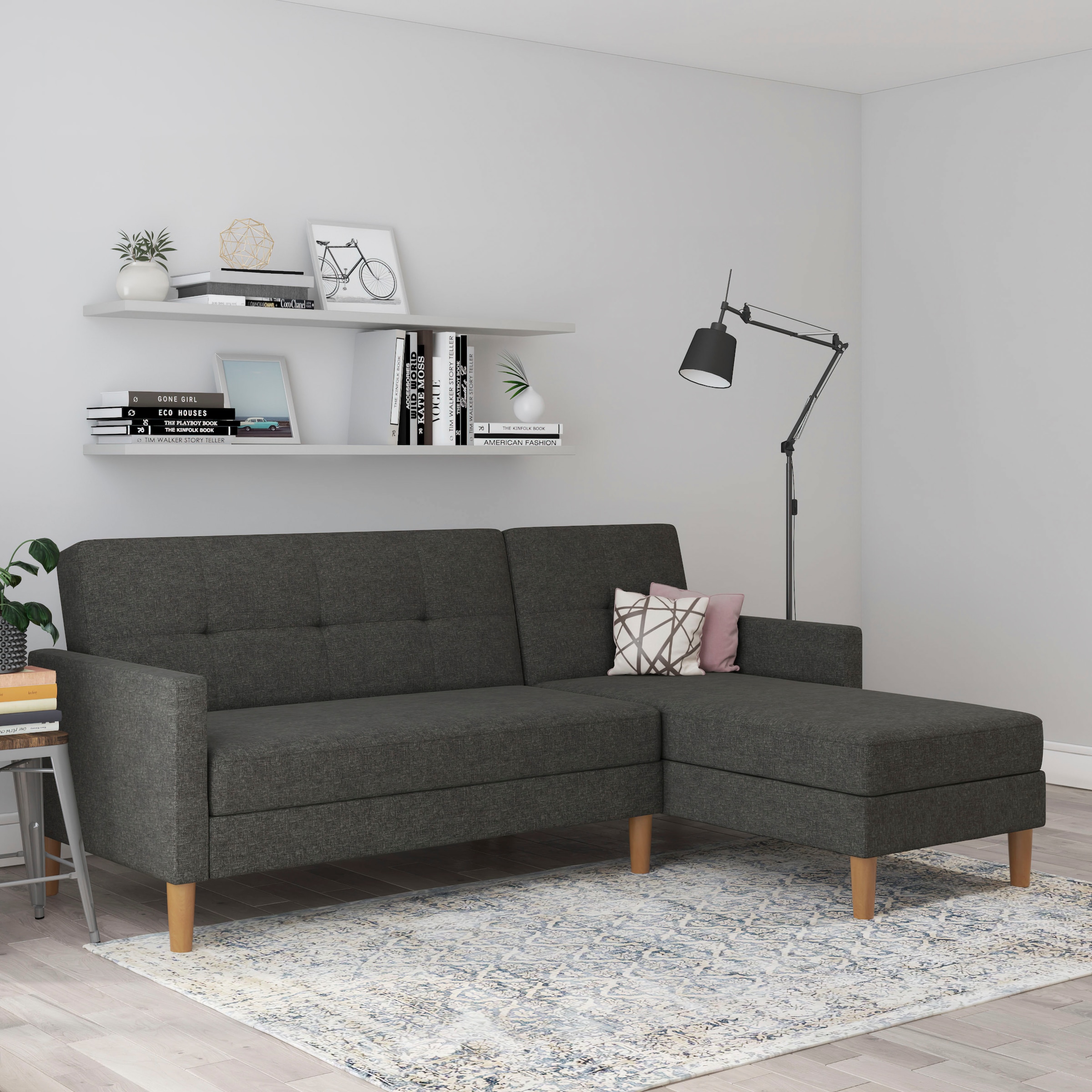 Dorel Home Ecksofa »Lilly, L-Form,«, mit Bett-Funktion, Recamiere beidseitig montierbar, Sitzhöhe 43 cm