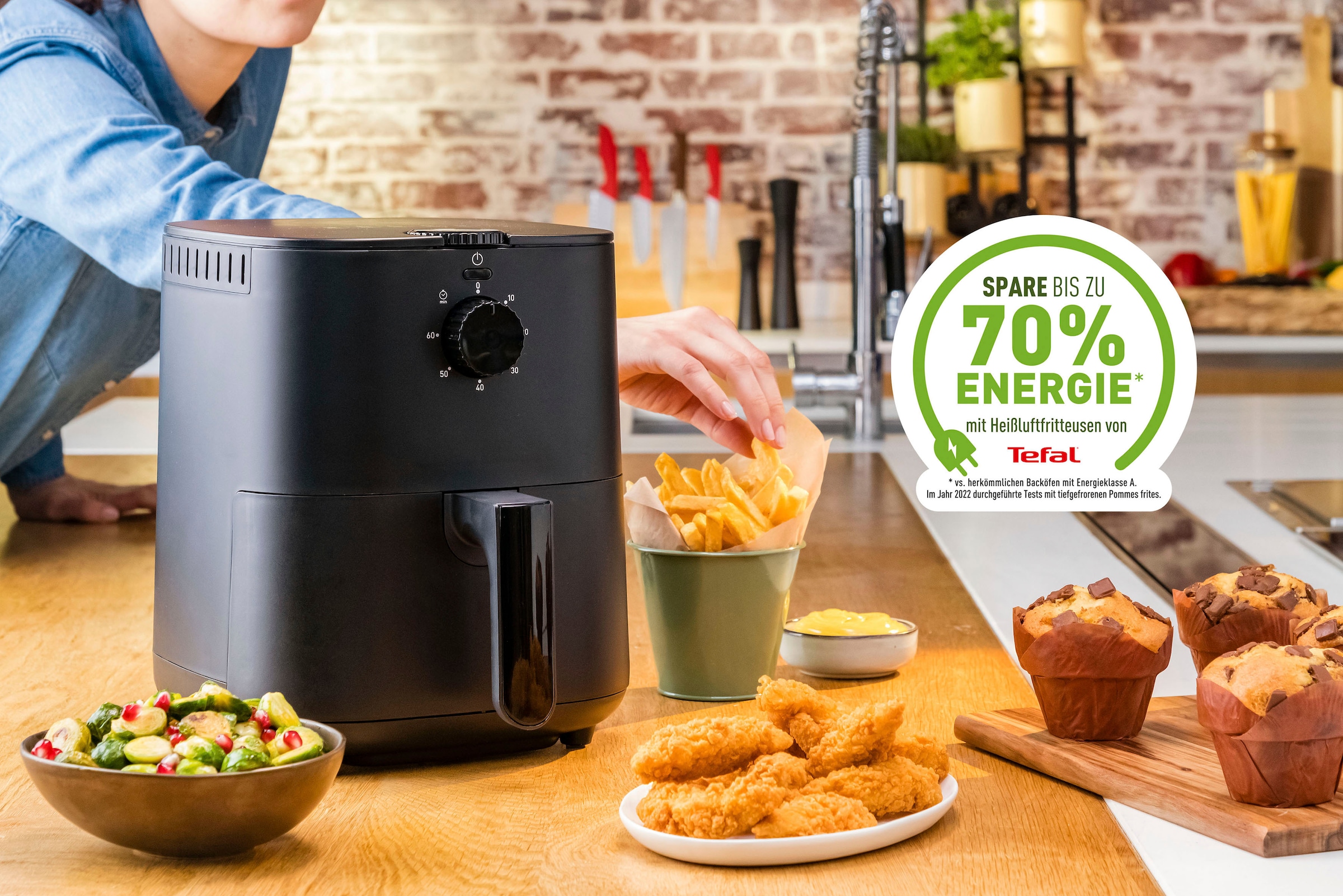 Tefal Heißluftfritteuse »EY1308 Easy Fry Essential«, 1430 W, kompaktes Design, energiesparend, knusprige Ergebnisse, gesund Kochen