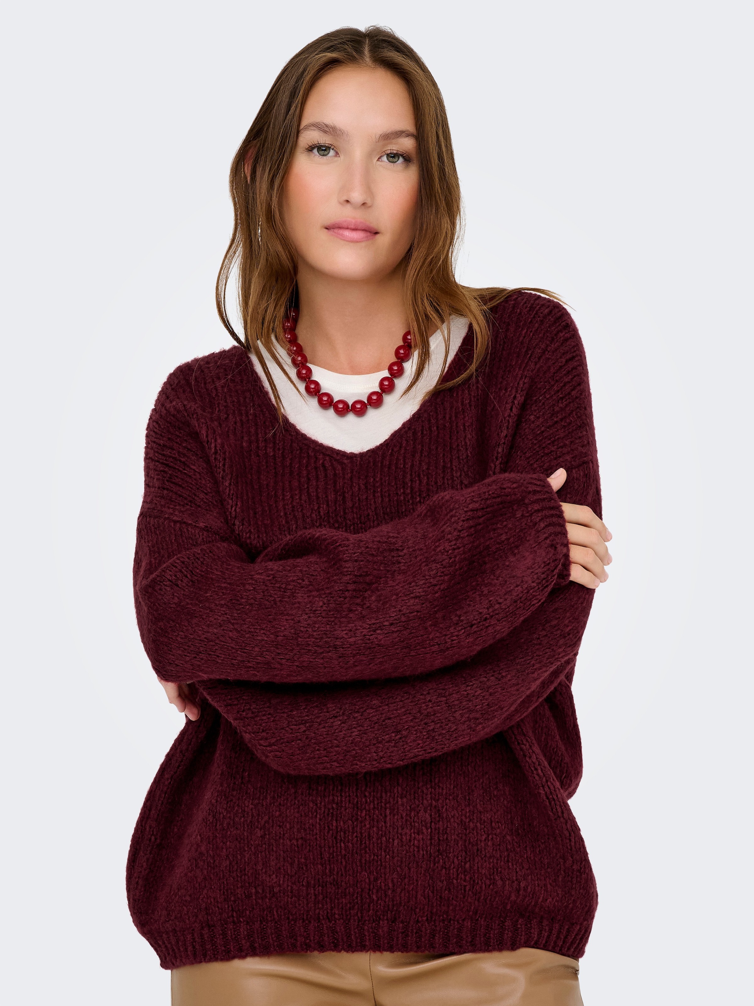 JDY V-Ausschnitt-Pullover »JDYDINEA L/S REVERSIBLE PULLOV. KNT NOOS«, der V-Ausschnitt kann vorn und hinten getragen werden