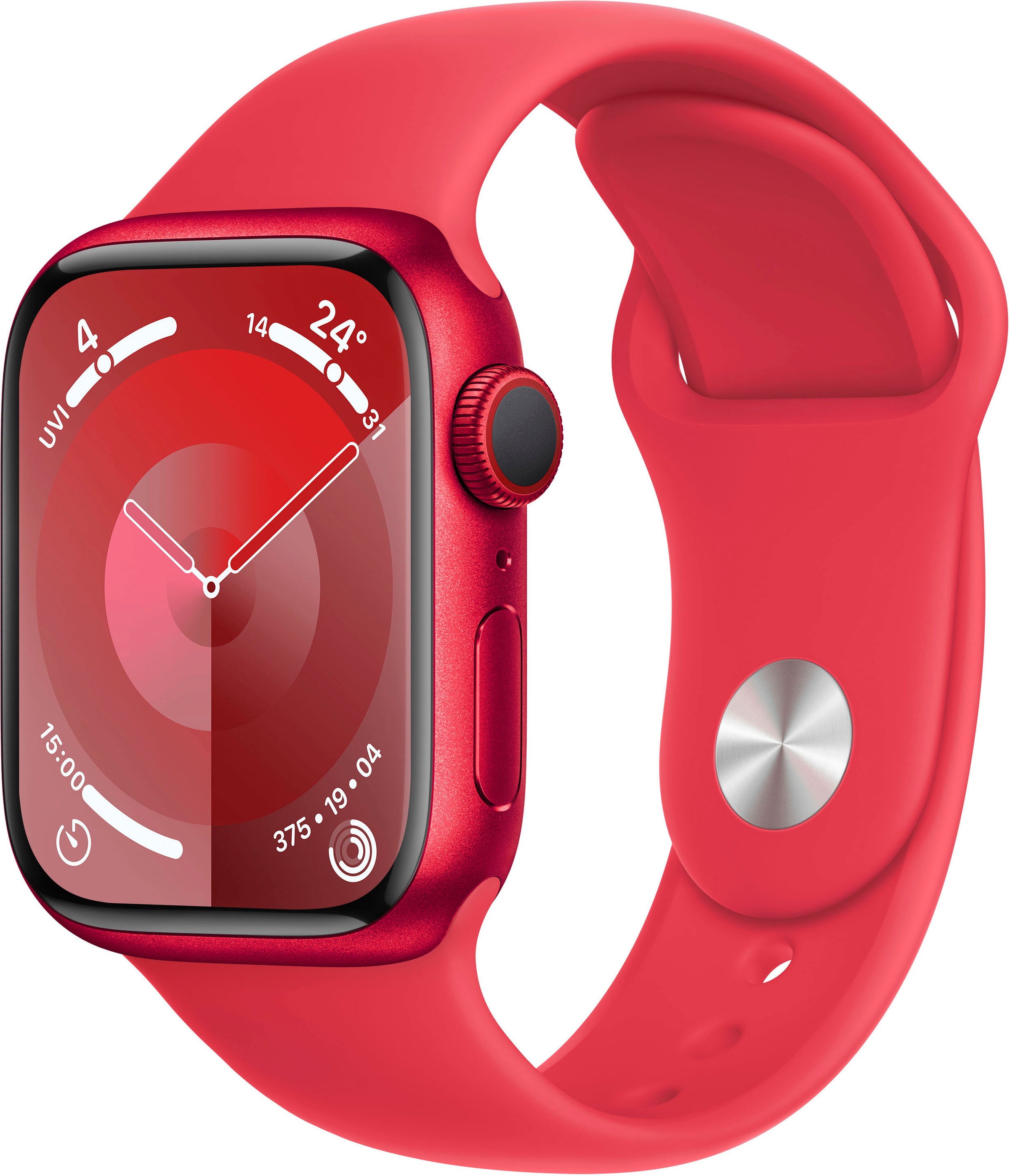 Apple Smartwatch »Watch Series 9 Aluminium« (4,1 cm / 1,6 ′′) Watch OS 10;EKG;Blutsauerstoff App;Herzfrequenz in rot, Größe M/L