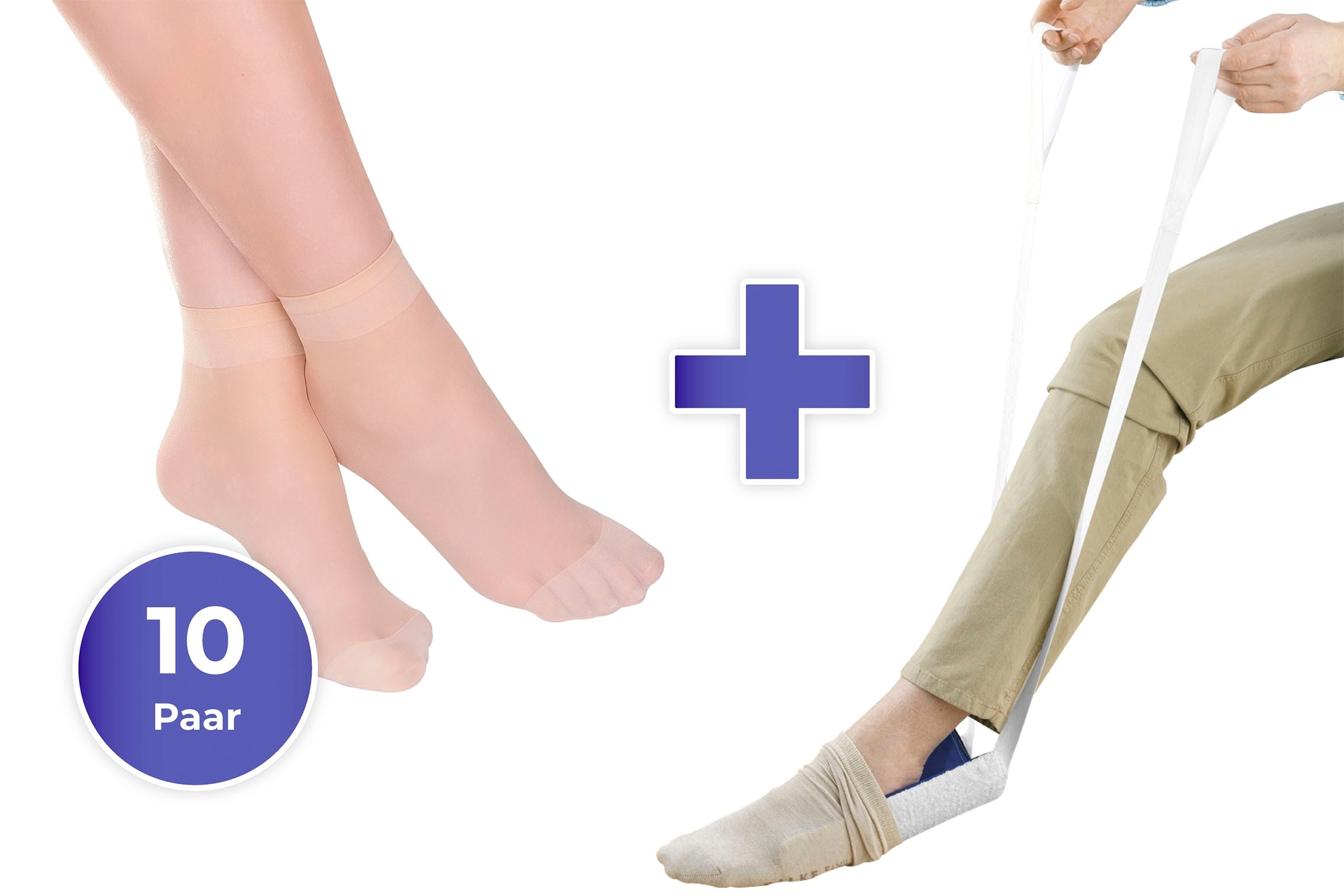 Maximex Anziehhilfe »für Strümpfe, mit 10 Paar stützenden Socken«, (Set), in Einheitsgröße